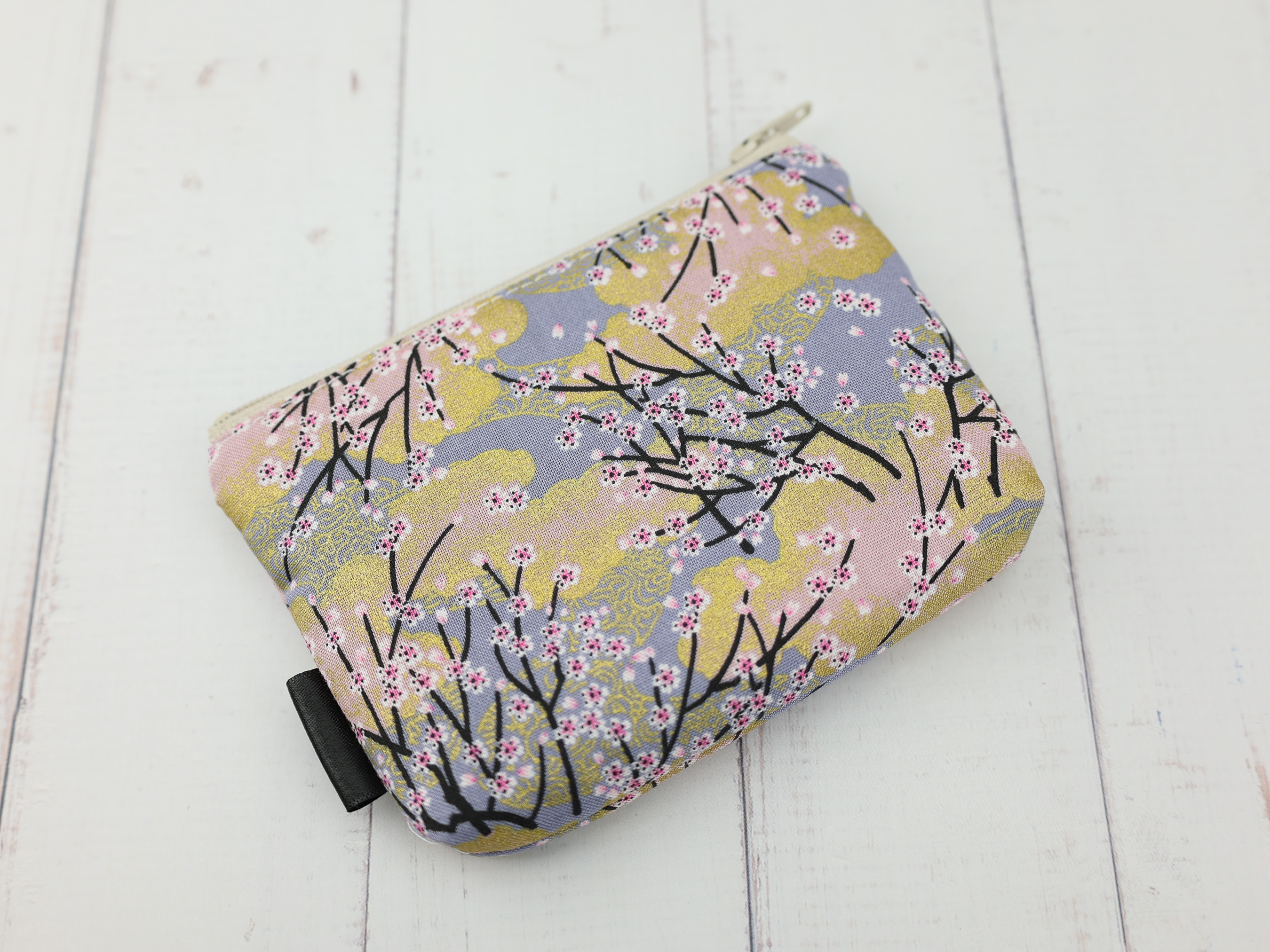 Cherry Blossom Coin Purse – Japanese Kimono Zipper Pouch in Pastel Colors