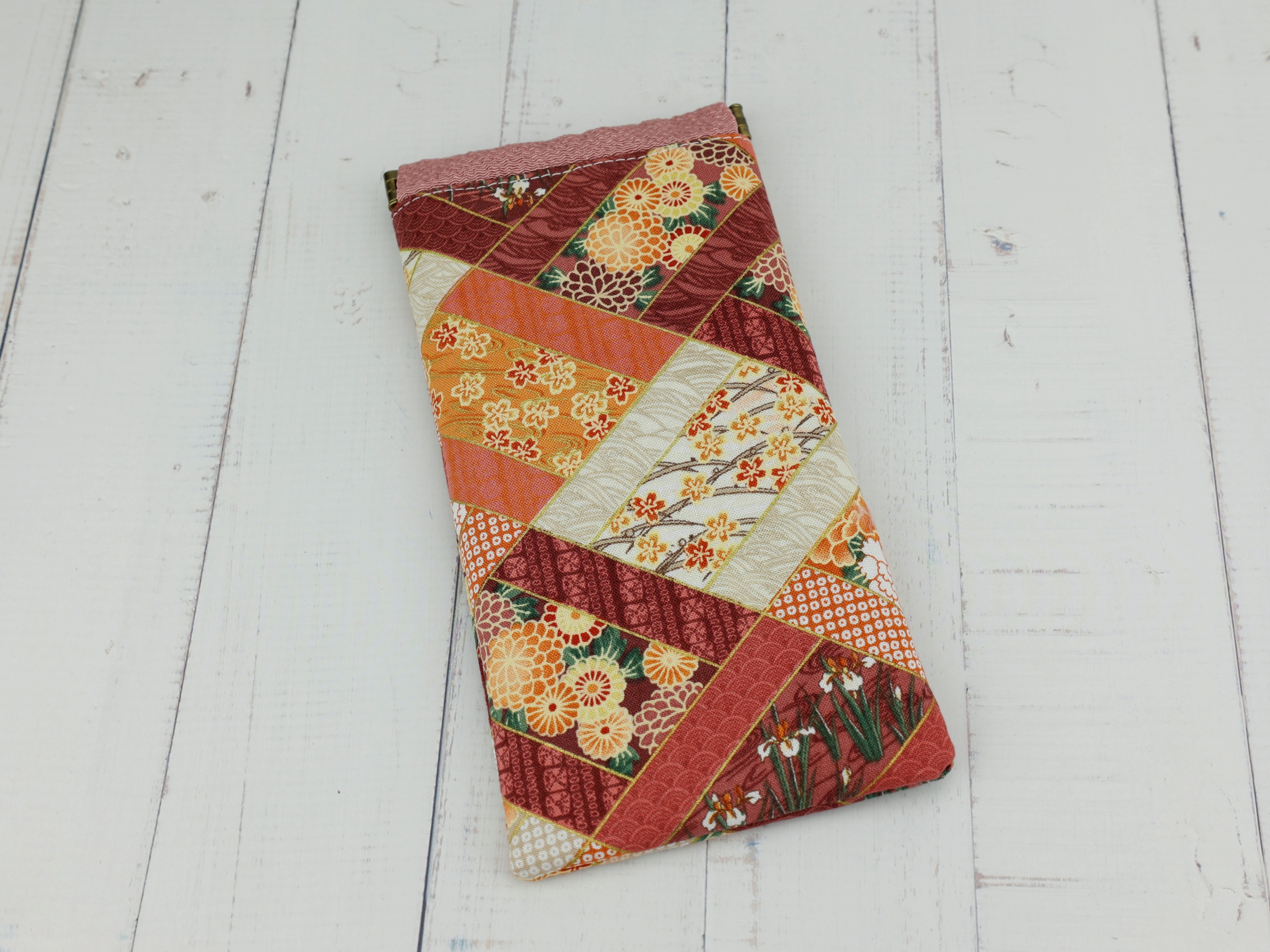 Floral Glasses Case: Padded Fabric Sleeve, Japanese Kimono Print