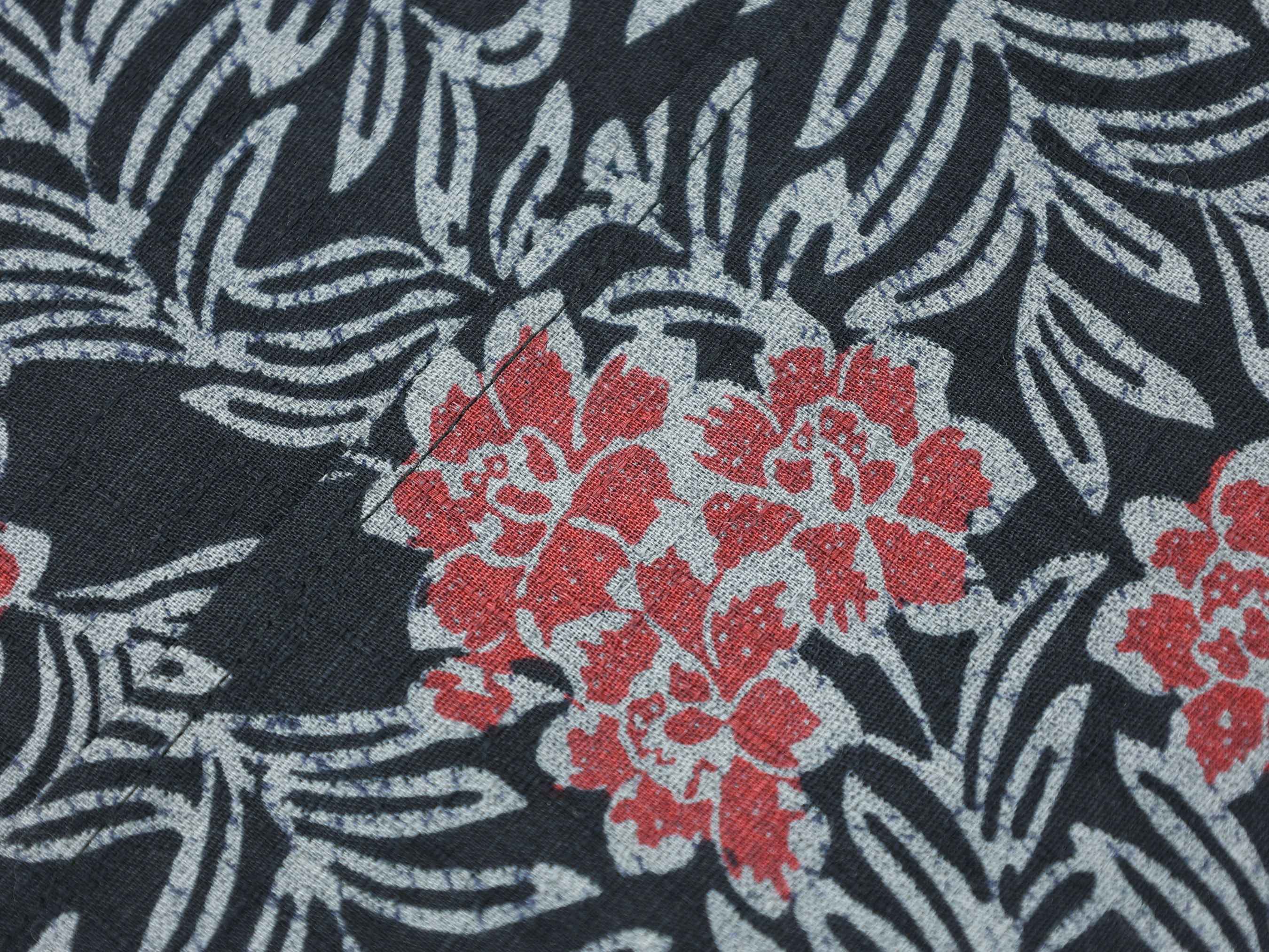 Japanese Azuma Bag – Black & Red Floral Fabric, Unlined Cotton Eco Tote, Handmade in Canada