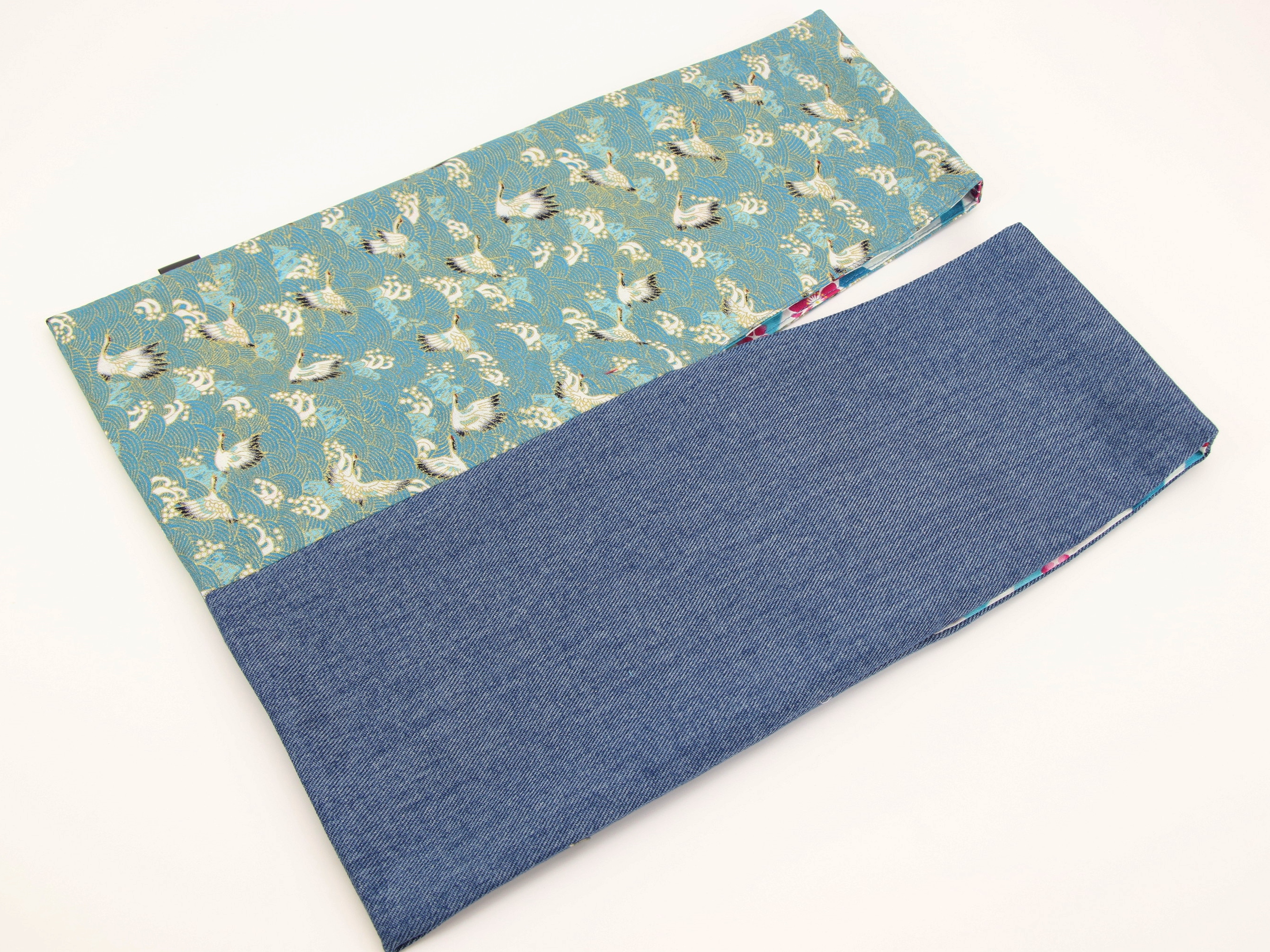 Kimono Knot Bag: Japanese Crane Fabric Wristlet