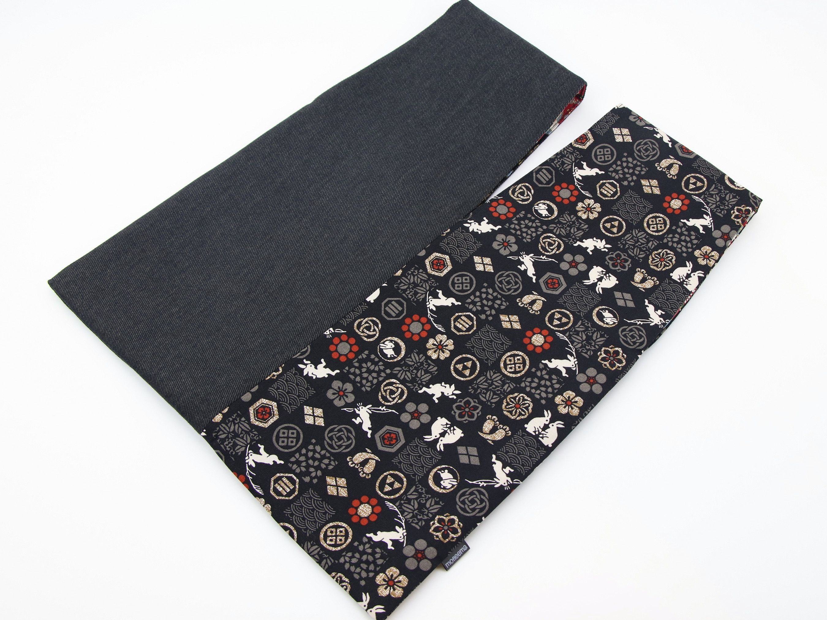 Japanese wrist bag, Knot bag, Gift for Mom, Rabbits Black