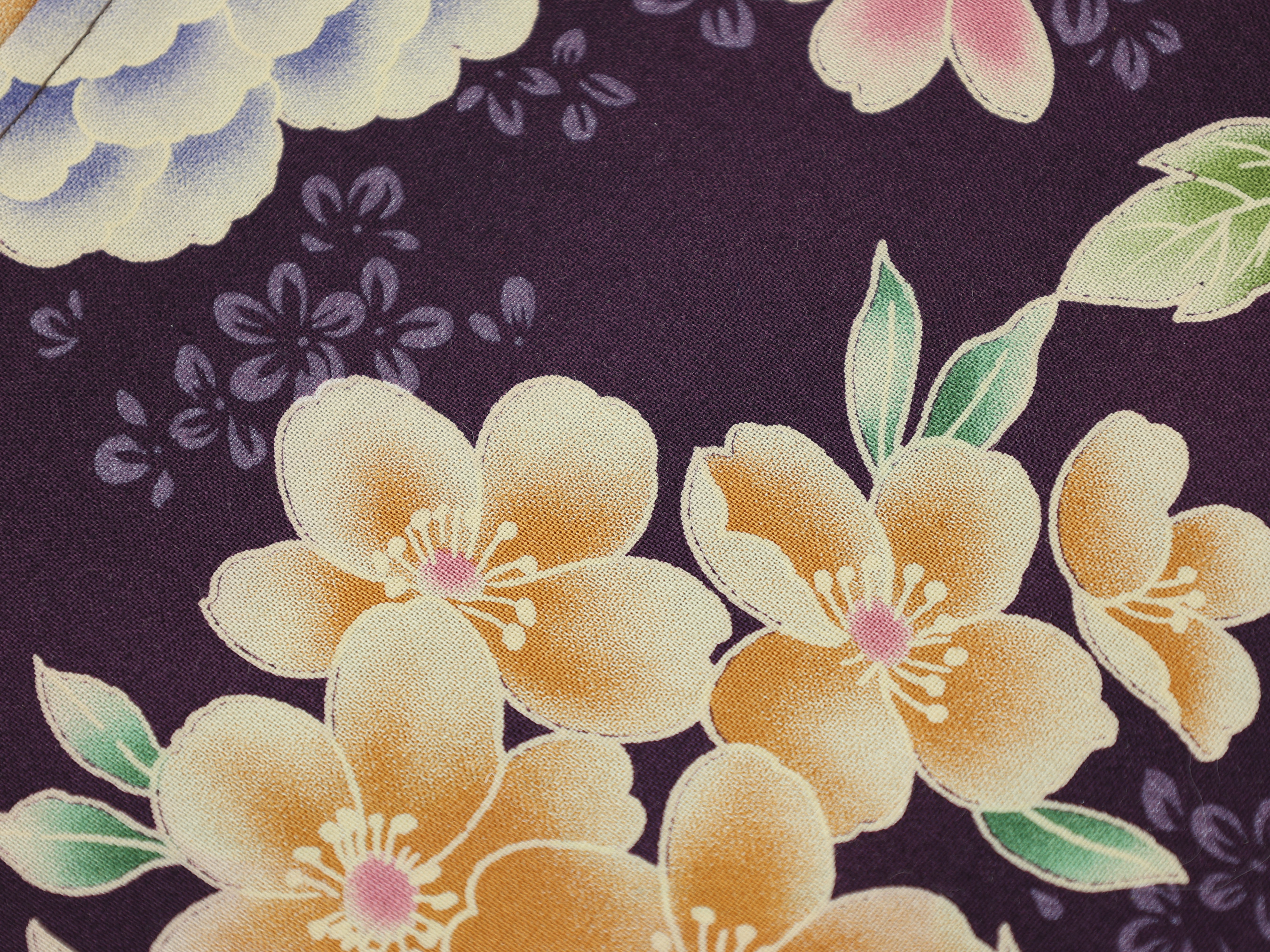 Japanese Azuma Bag – Purple Floral Fabric with Peony & Plum Blossoms, Unlined Cotton Tote, Handmade in Canada