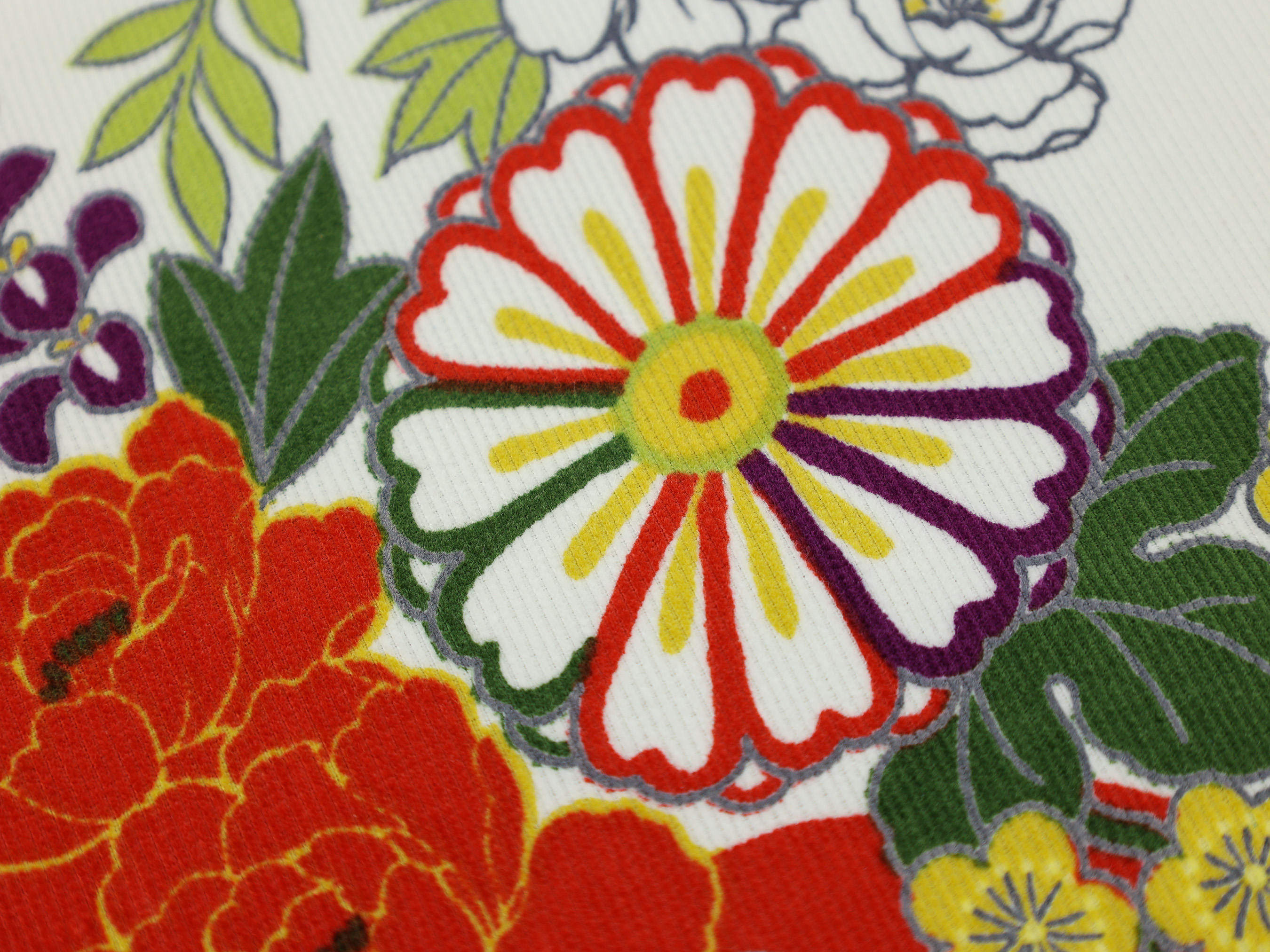 Elegant Japanese Kimono Floral Zipper Pouch, Chrysanthemum Peony Makeup Bag