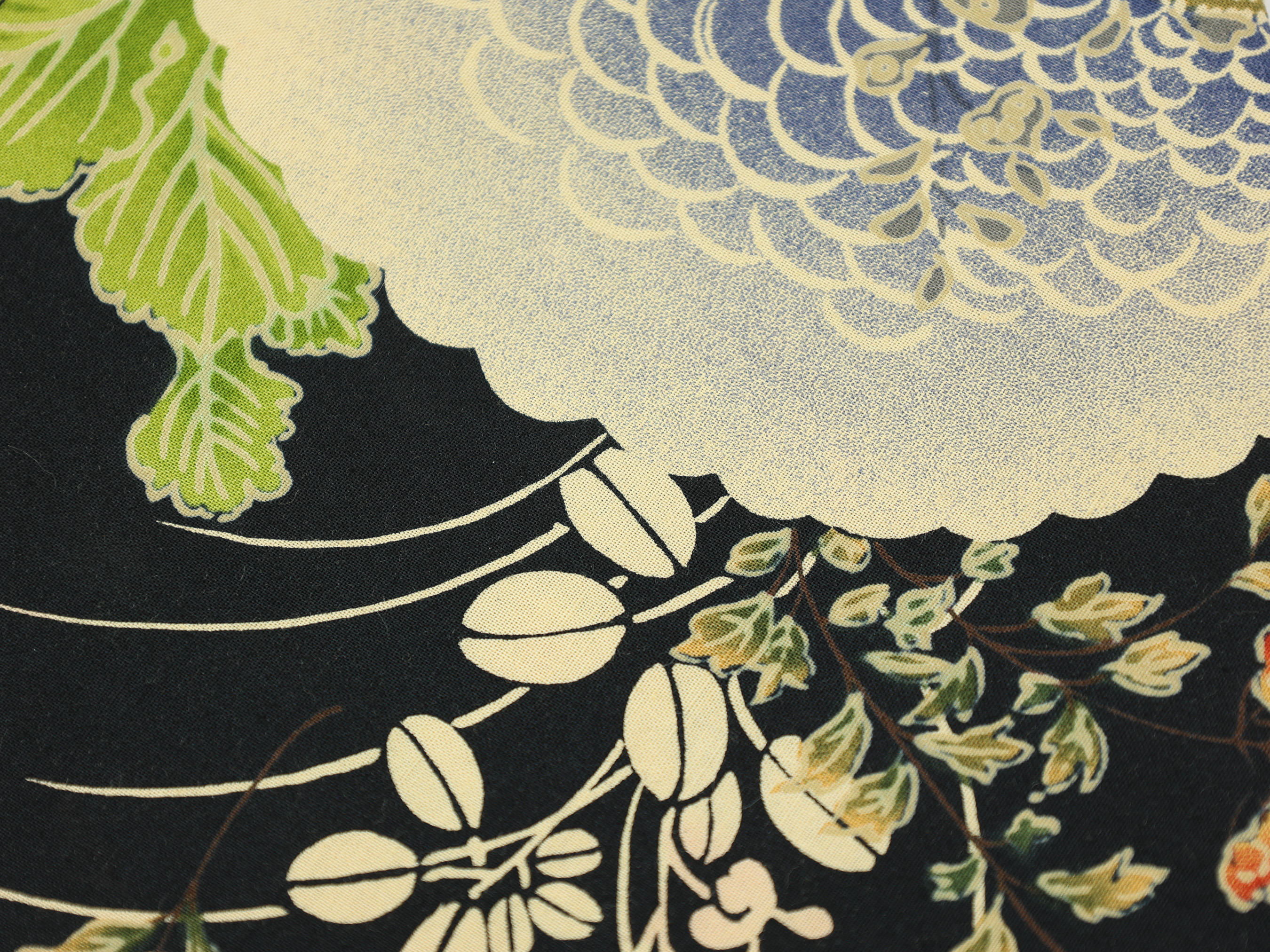 Japanese Azuma Bag – Black Chrysanthemum Fabric, Unlined Cotton Eco Tote, Handmade in Canada