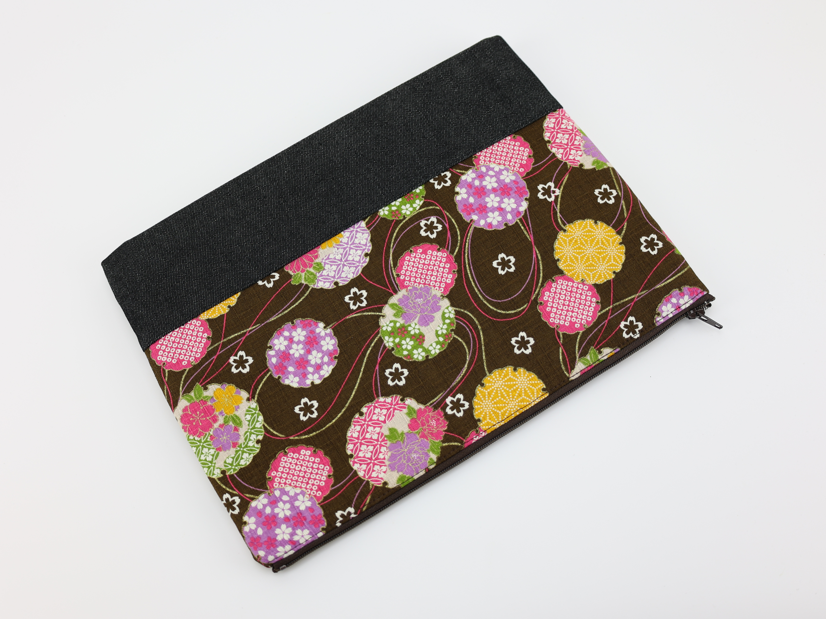 Large Cosmetic Pouch: Japanese Kimono Print Travel Makeup Bag