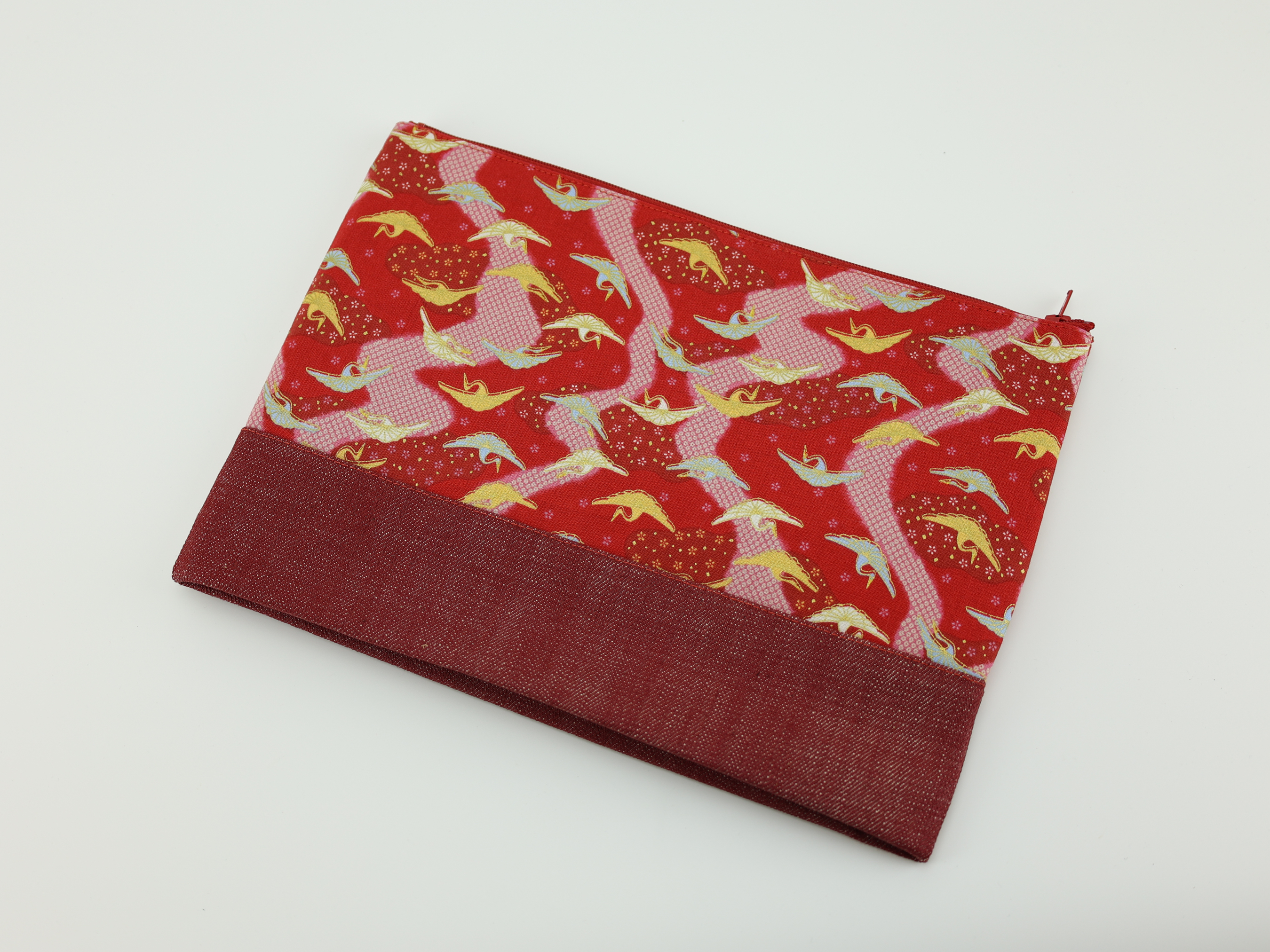 Large Cosmetic Pouch: Japanese Kimono Print Travel Makeup Bag