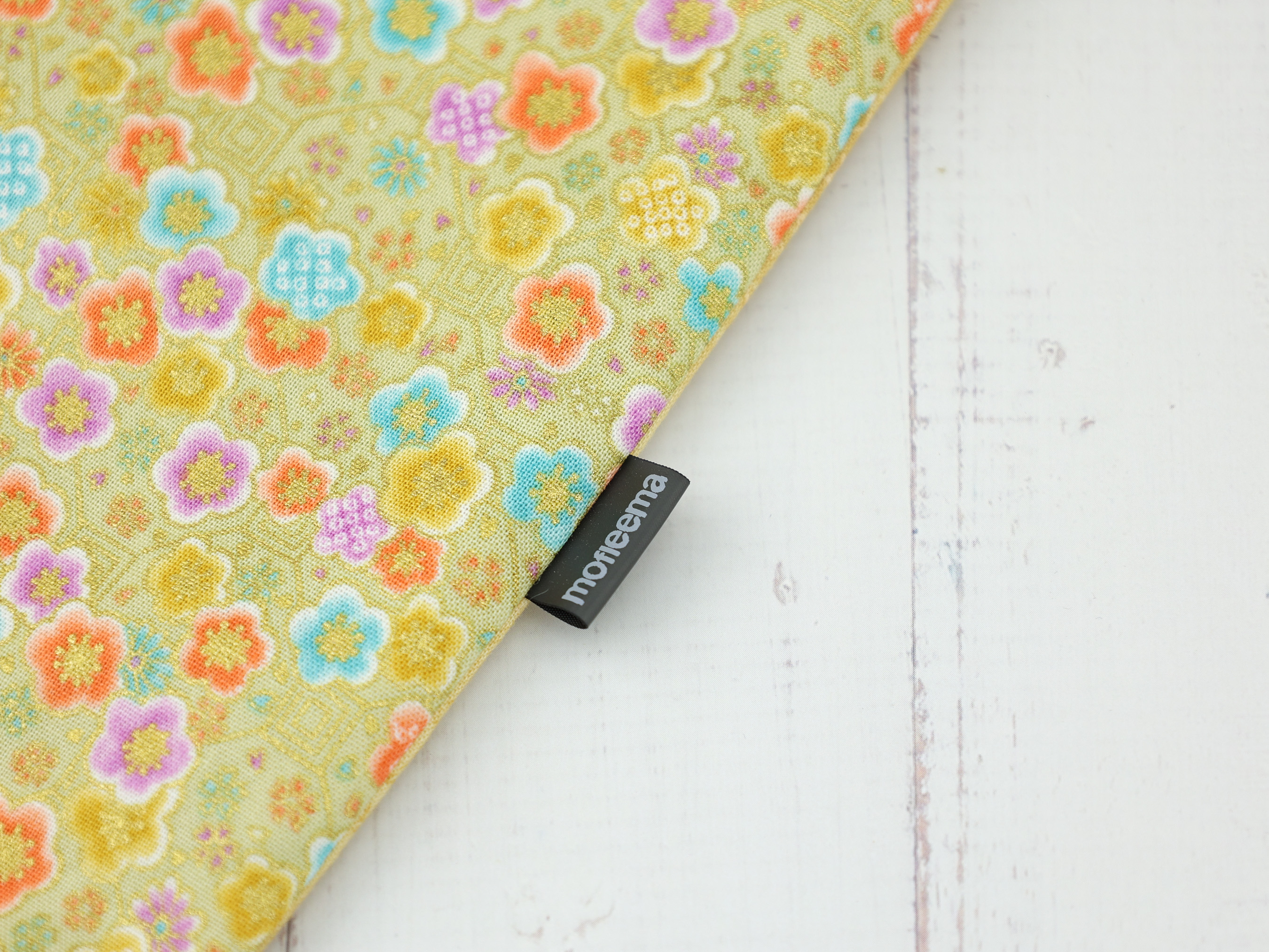 Pastel Sakura Kinchaku Pouch, Japanese Yellow Drawstring Gift Bag, Spring Cherry Blossom Print