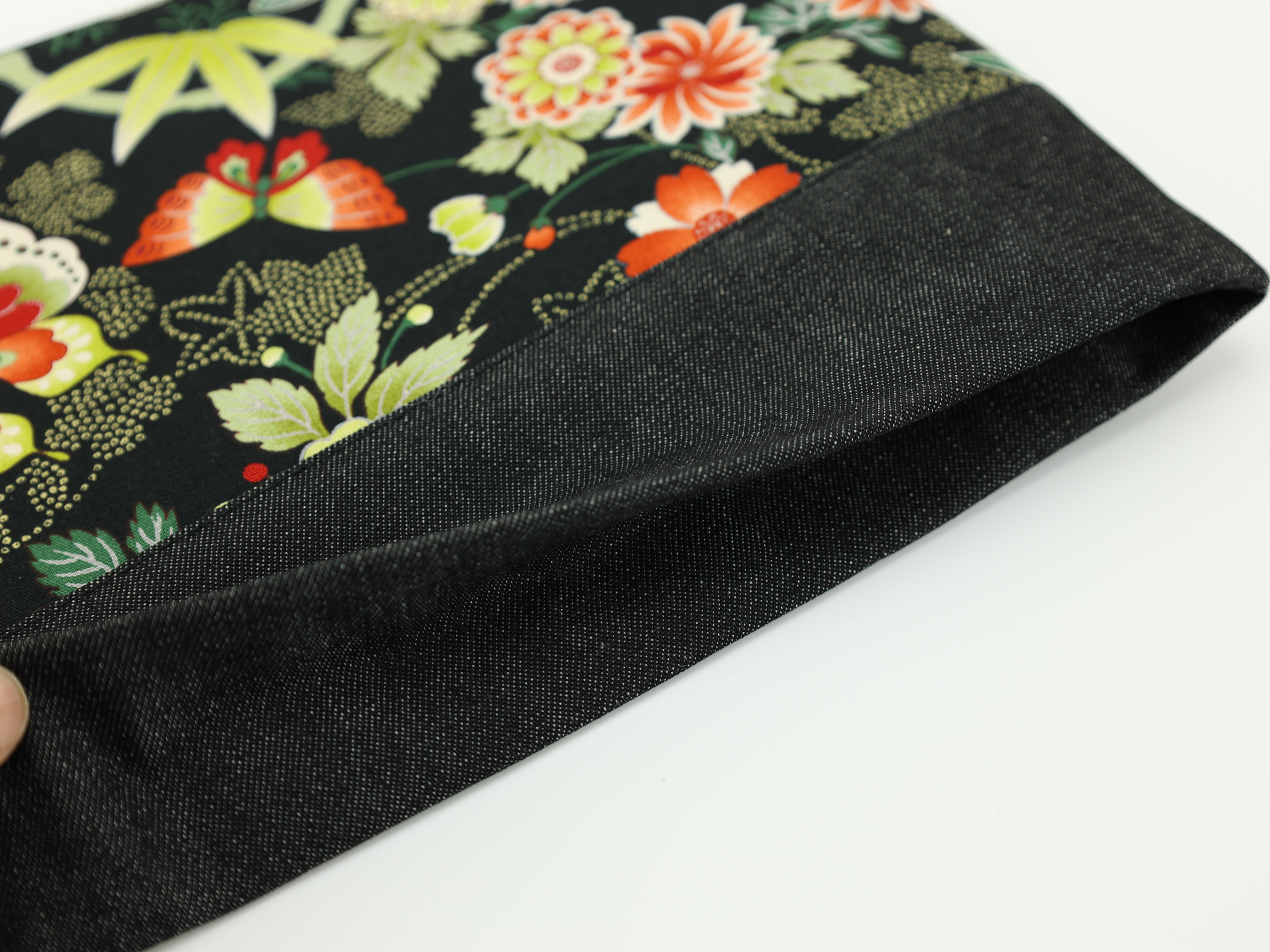 Large Cosmetic Pouch: Butterfly Print, Japanese Kimono Fabric