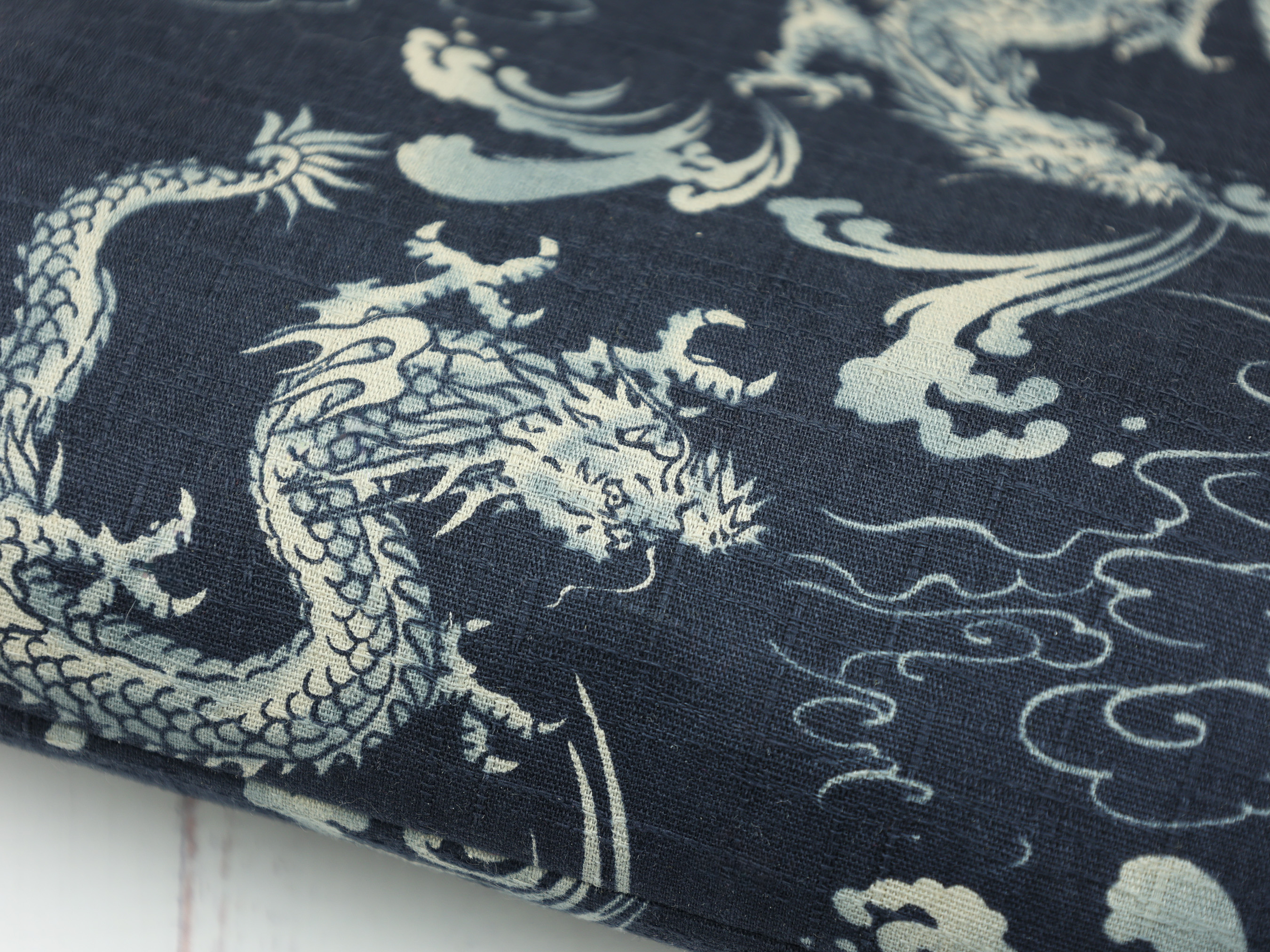 Japanese Dragon Zipper Pouch – Dark Cloud Print Makeup Bag, Cotton Organizer, Handmade Gift