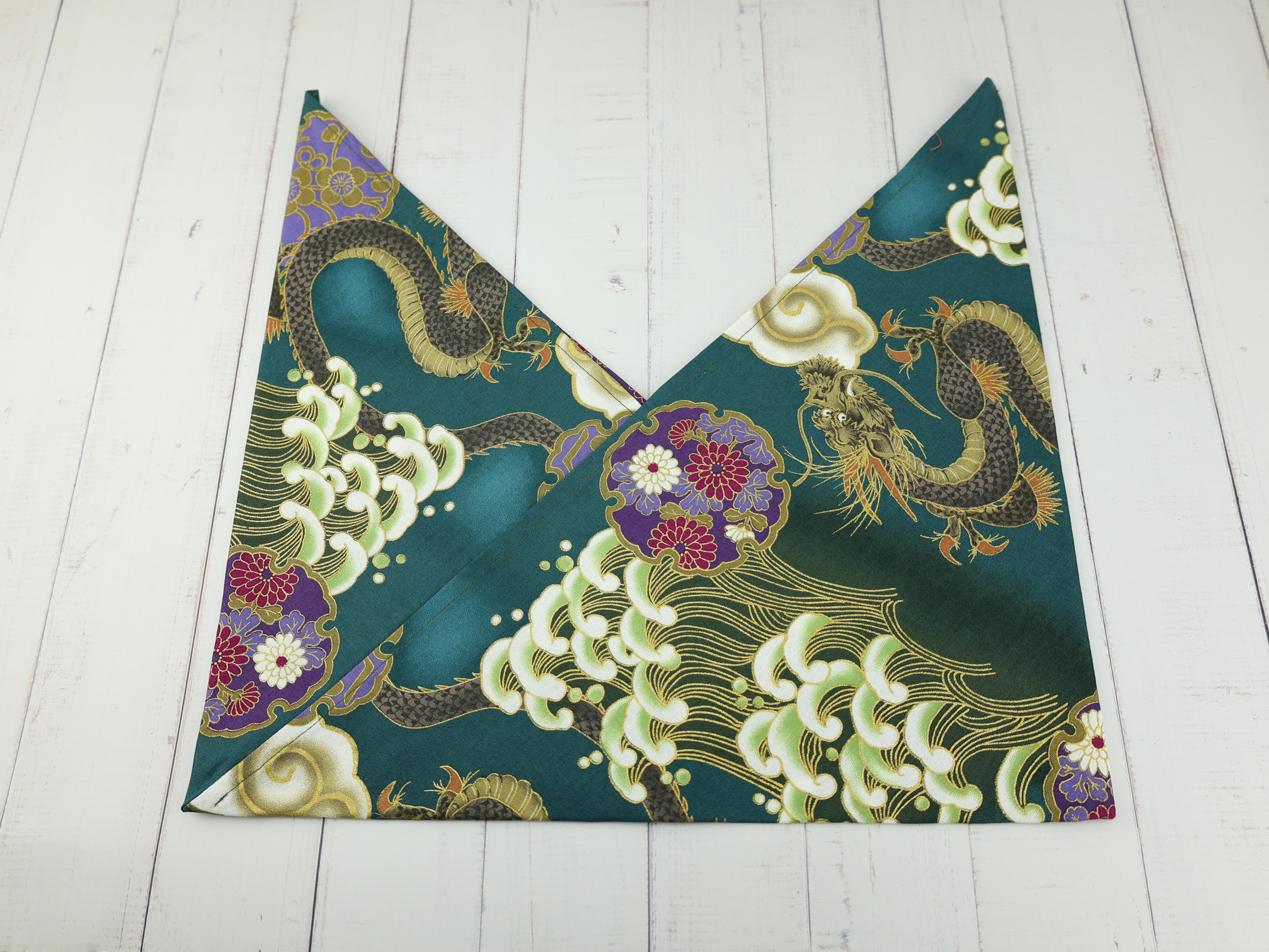 Japanese Azuma Bag – Gold Dragon & Chrysanthemum Fabric, Unlined Cotton Tote, Handmade in Canada