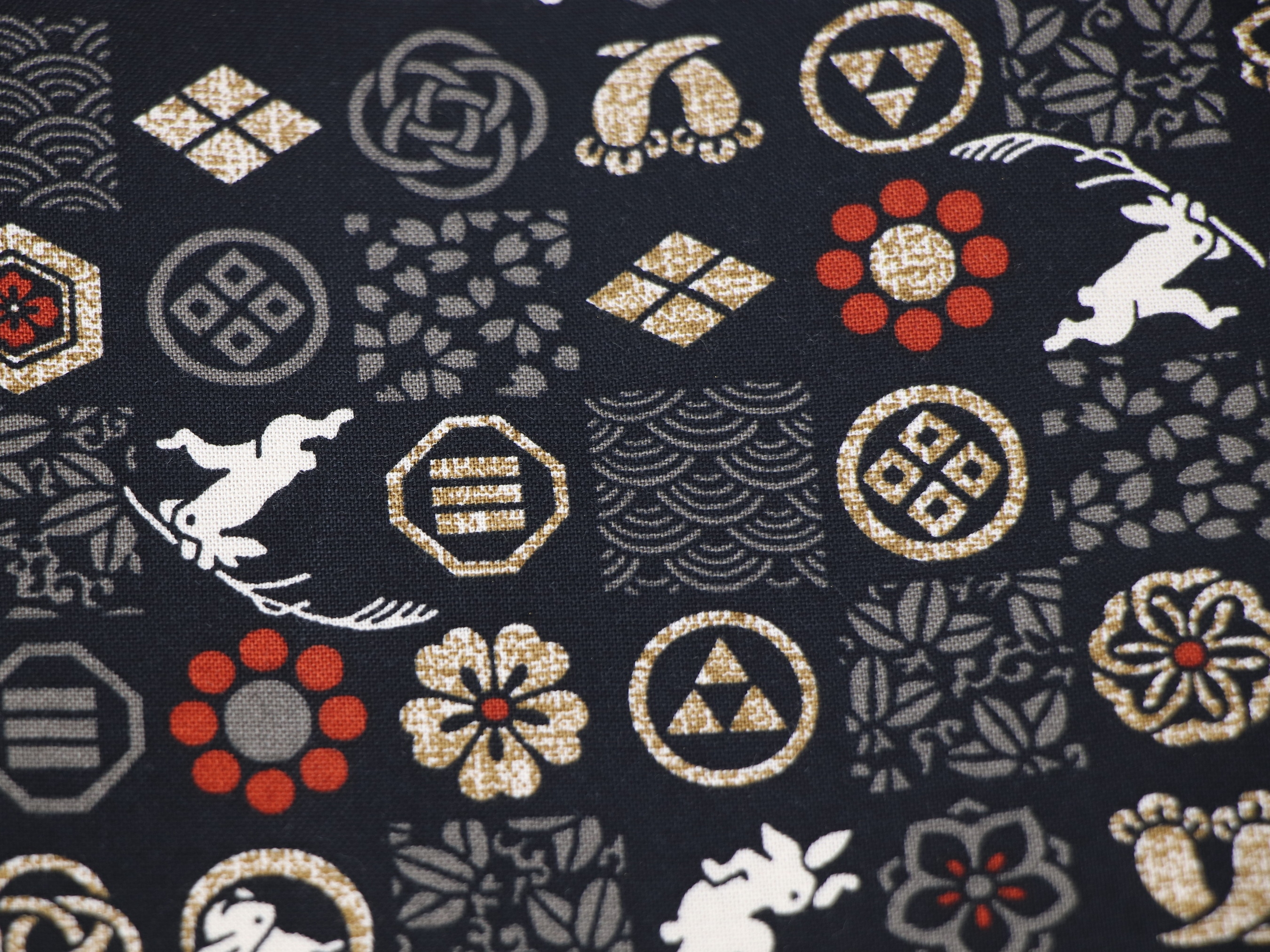 Japanese wrist bag, Knot bag, Gift for Mom, Rabbits Black