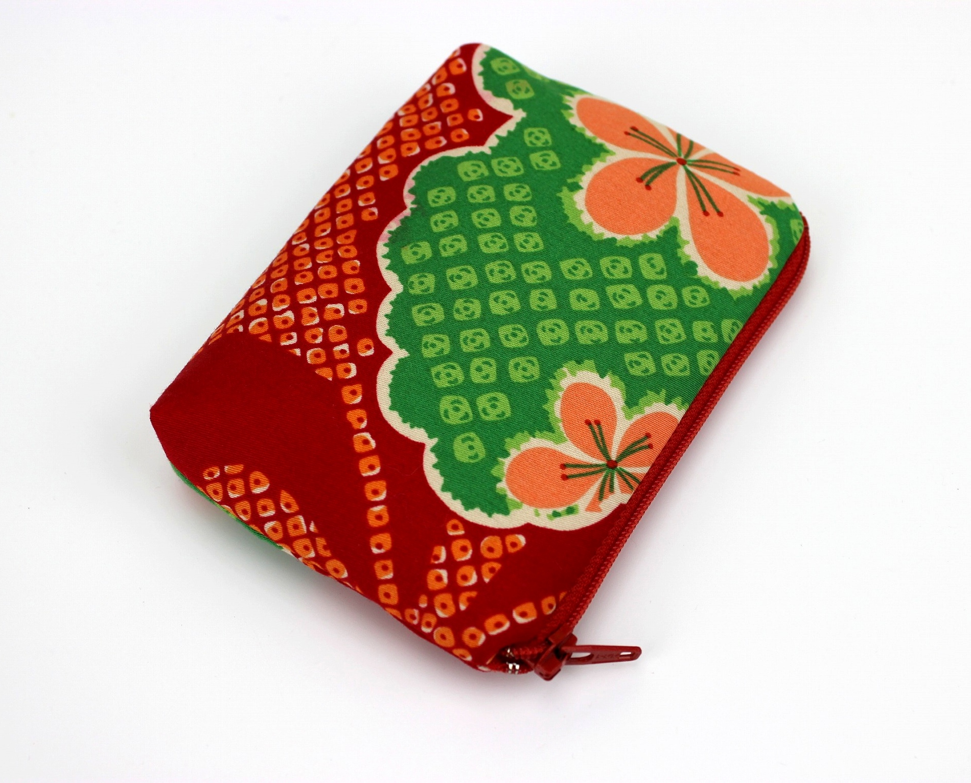 Handmade coin case coin purse, change purse, coin pouch, purse, zipper coin purse, Plum Blossoms Red