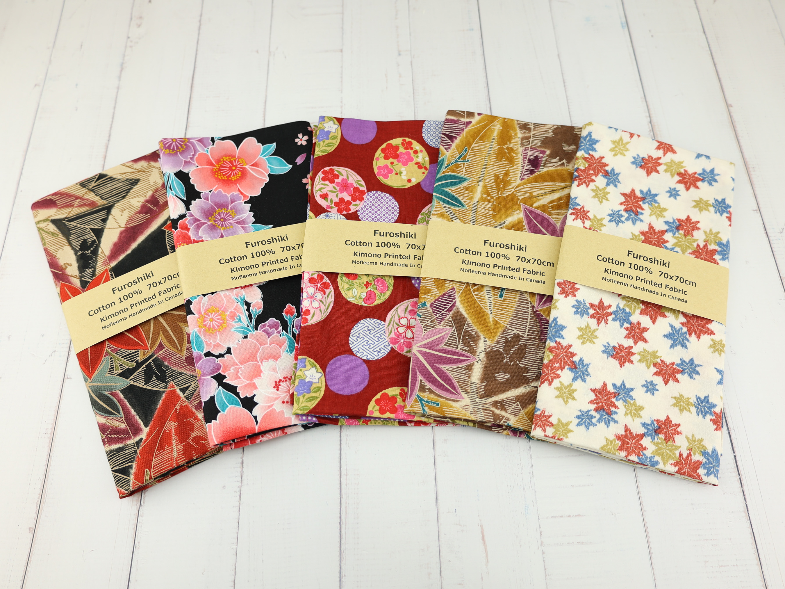 70cm Japanese Furoshiki Wrap – Choose Your Favorite Kimono Prints, 100% Cotton Cloth, Handmade in Canada