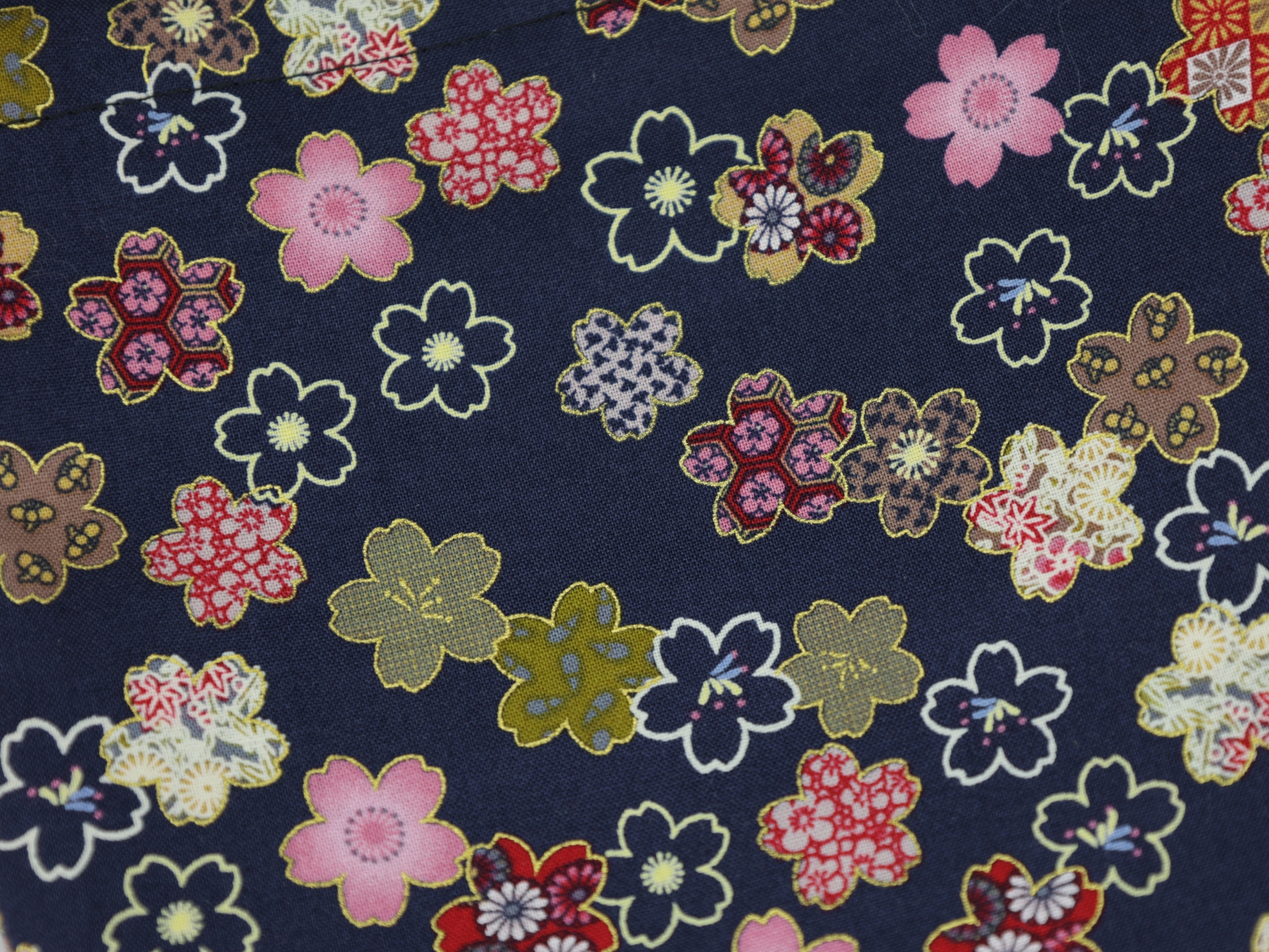 Kimono Drawstring Pouch: Japanese Cherry Blossom Cotton