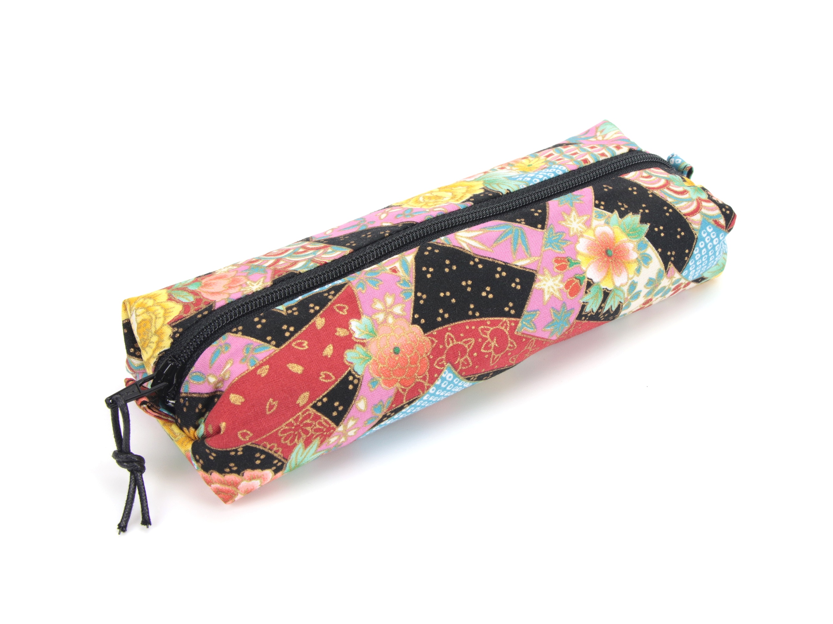 Kimono Pencil Cases, Pen Holder, Chrysanthemum Peony Black