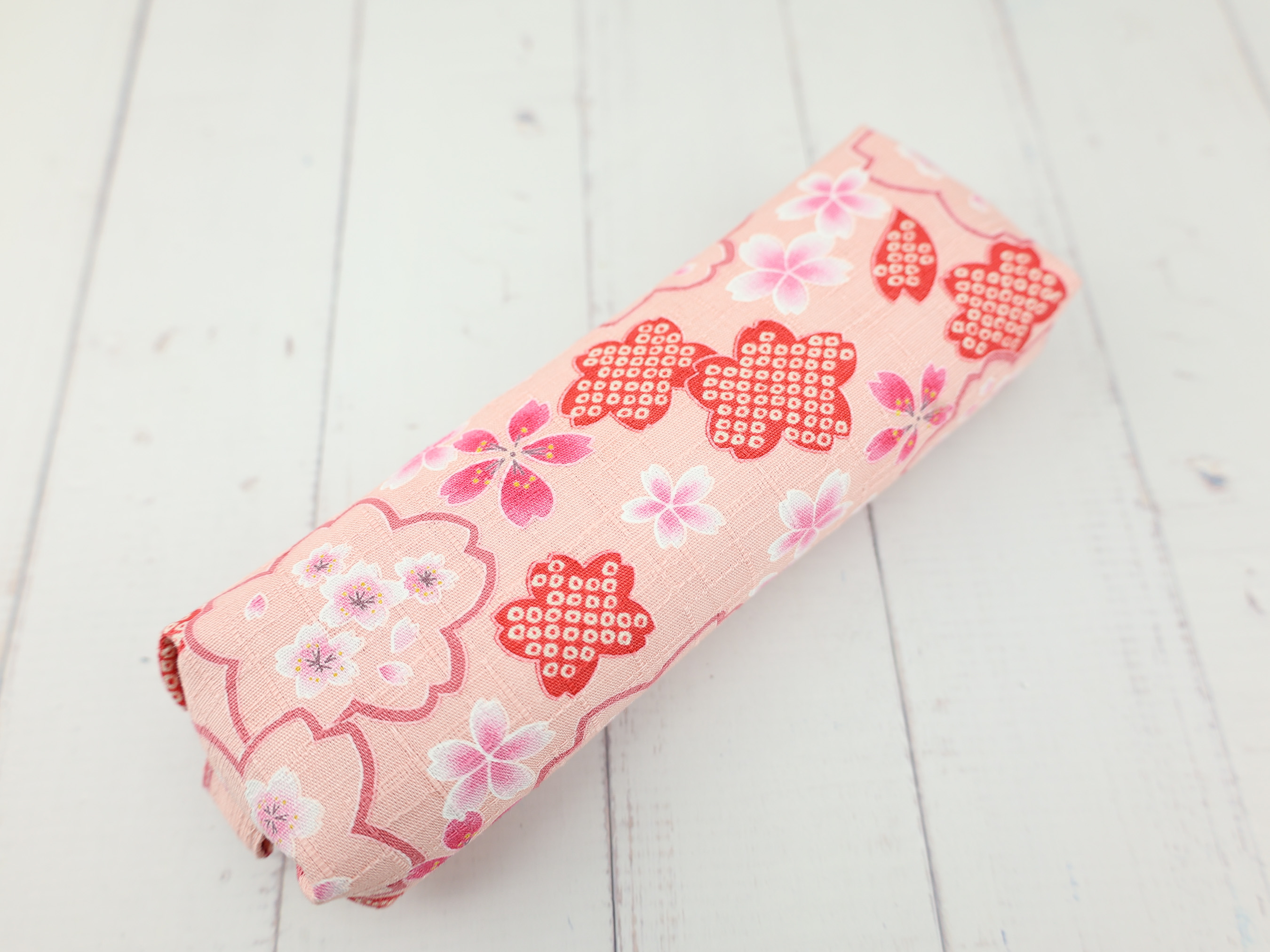 Sakura Pencil Pouch – Soft Japanese Zipper Case in Light Pink Cherry Blossom Fabric, Lined & Gentle