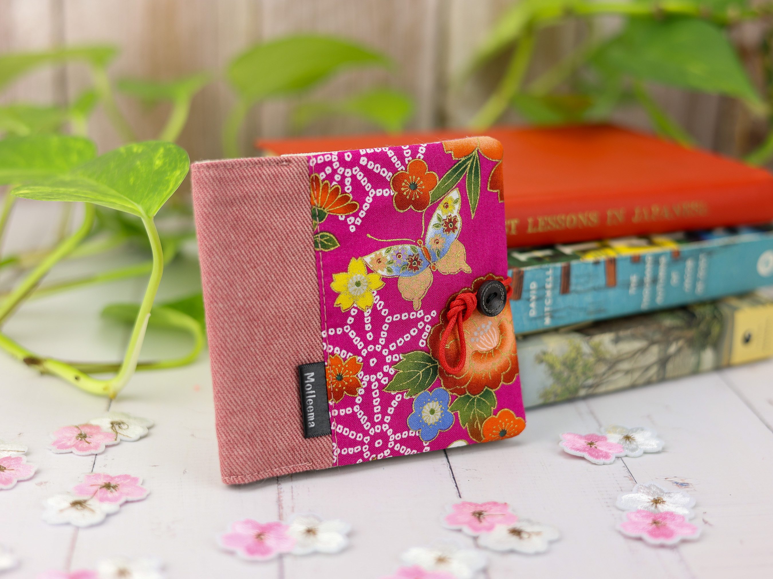 Butterfly & Floral Pad Holder – Japanese Pink Fabric Pouch for Period Pads and Liners