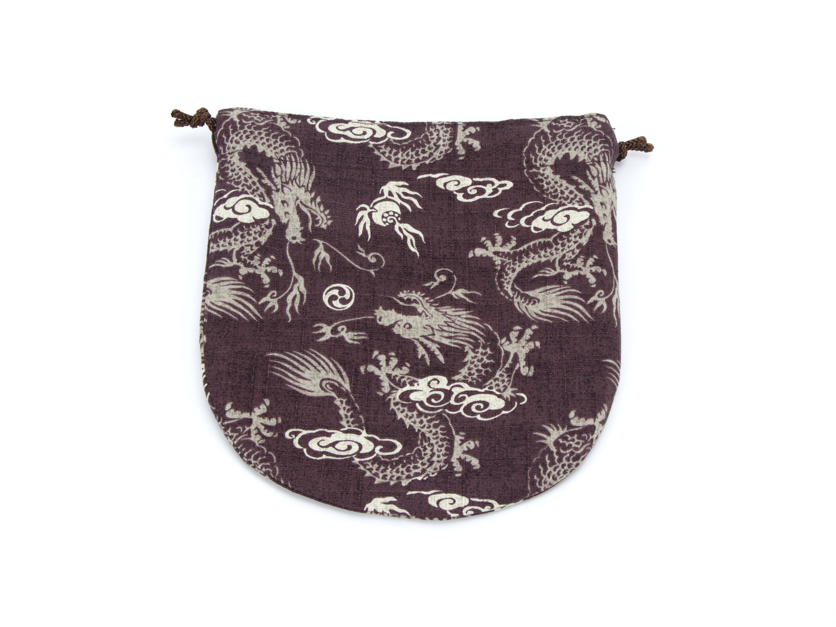 Dragon Snack Pouch, Kimono Drawstring Pouch, Gift For Her, Kimono Cotton, Brown