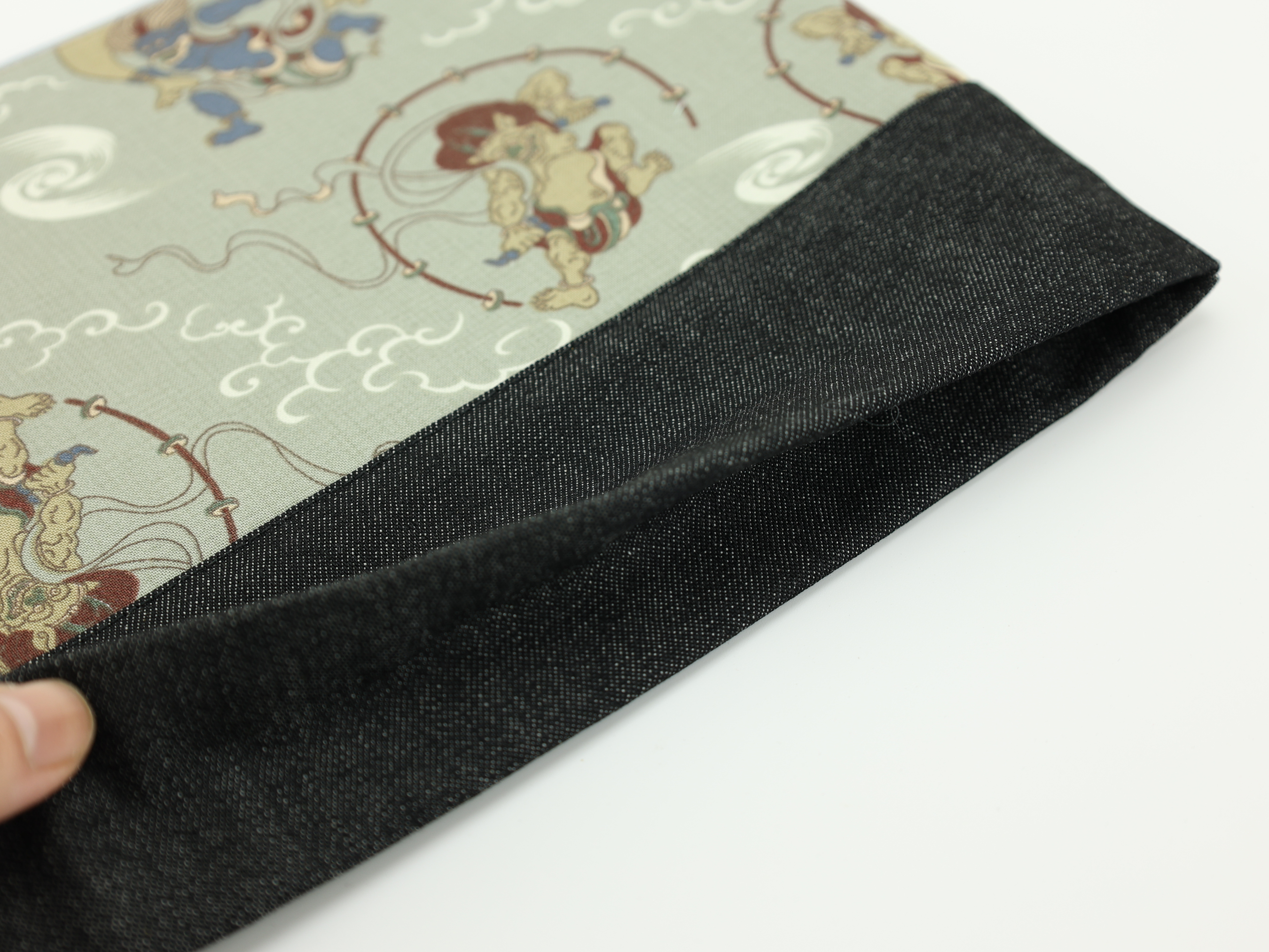 Large Kimono Cosmetic Bag: Japanese Fujin Raijin Print Travel Pouch