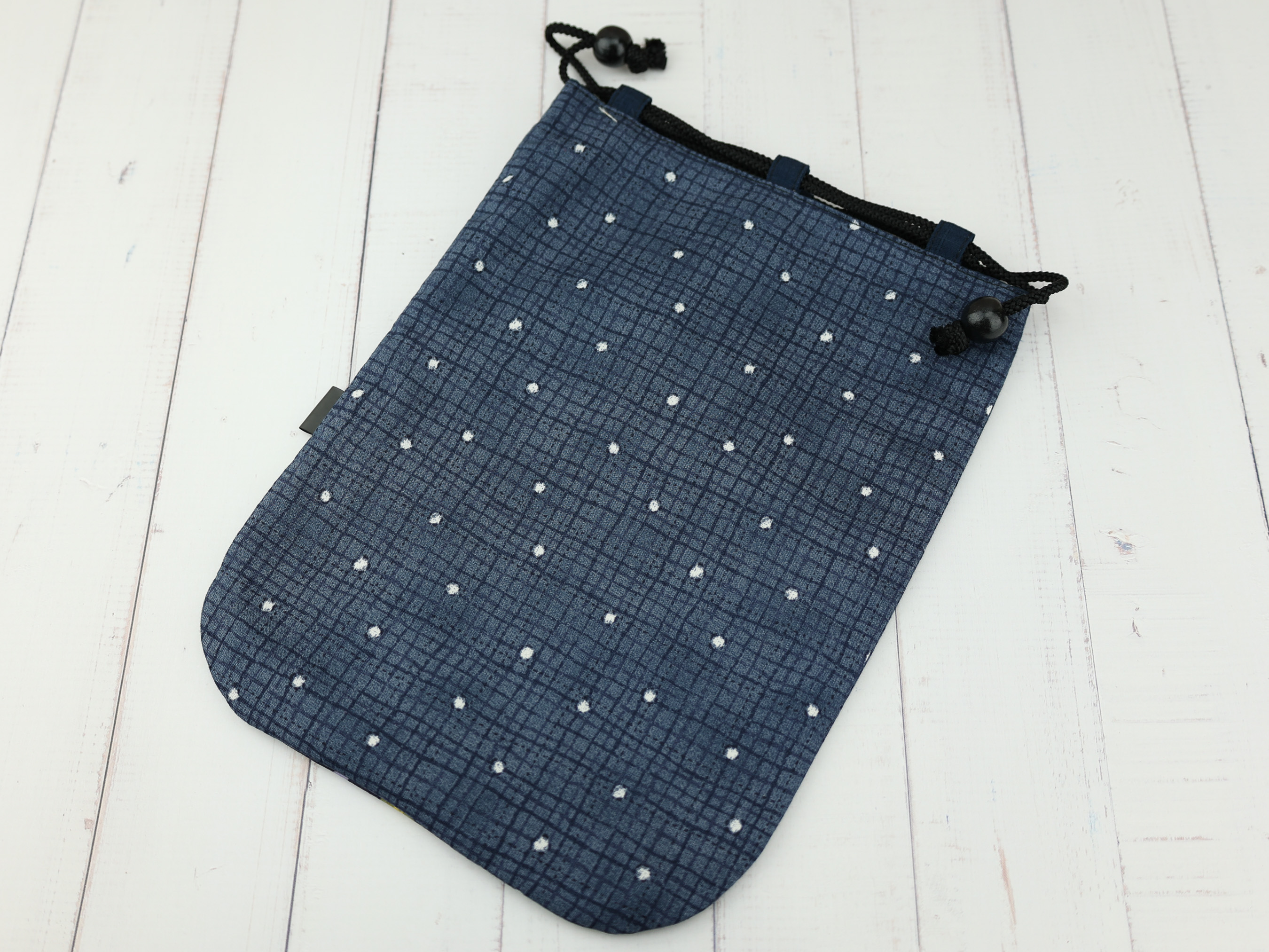 Japanese Bunny and Bell Drawstring Pouch, Sakura Print Kinchaku, Handmade Cotton Gift Bag