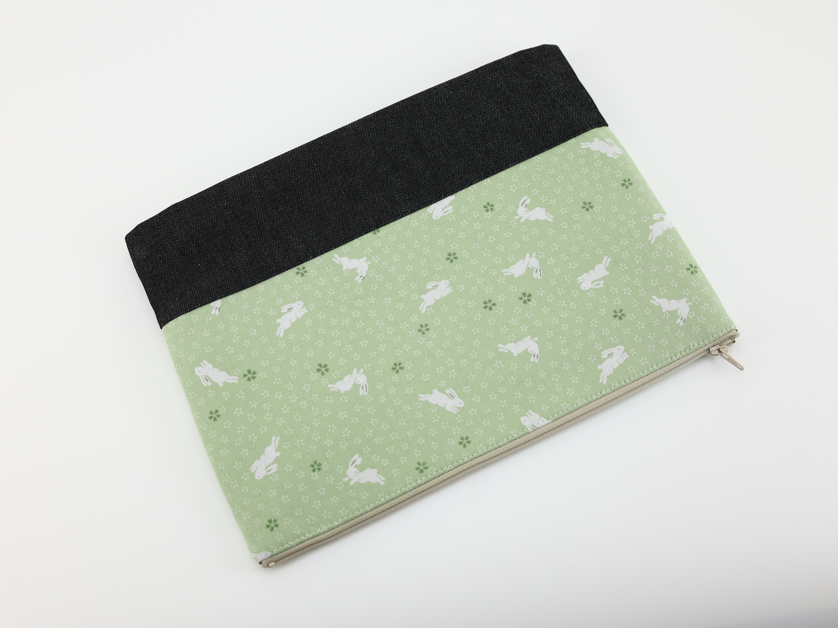 Handmade Japanese Kimono Pouch: Bunny Rabbit Cosmetic Bag