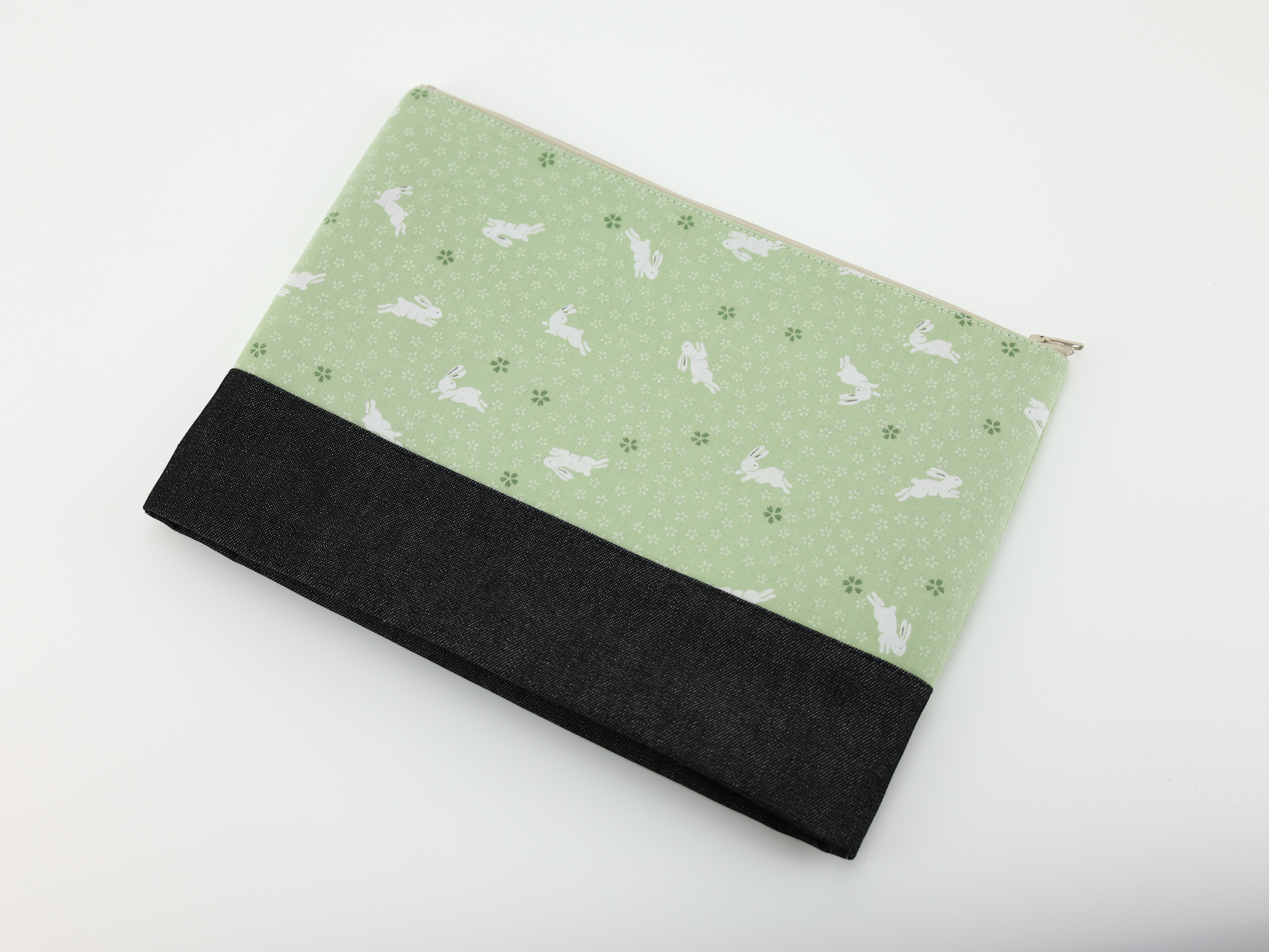Handmade Japanese Kimono Pouch: Bunny Rabbit Cosmetic Bag