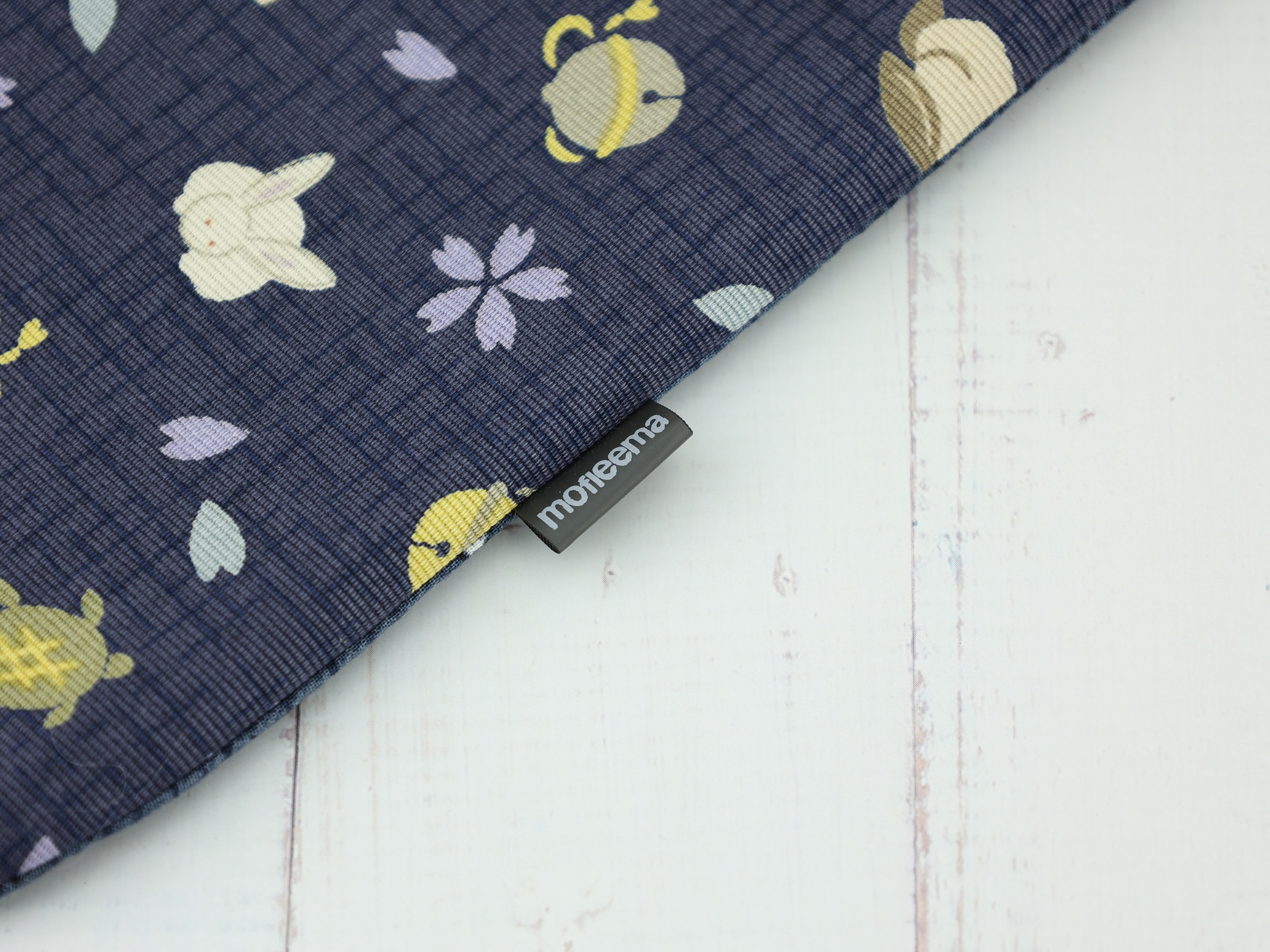 Japanese Bunny and Bell Drawstring Pouch, Sakura Print Kinchaku, Handmade Cotton Gift Bag