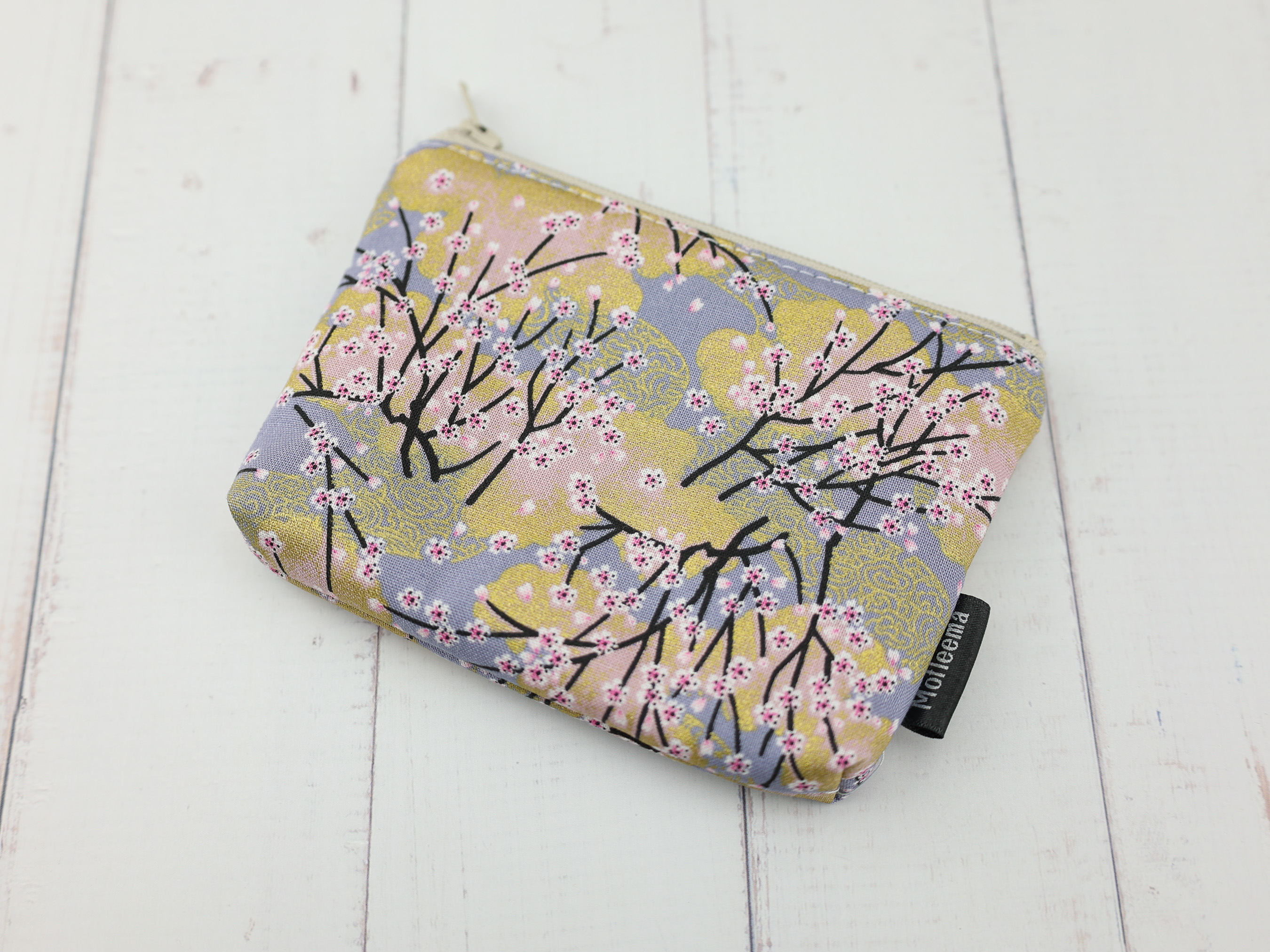 Cherry Blossom Coin Purse – Japanese Kimono Zipper Pouch in Pastel Colors