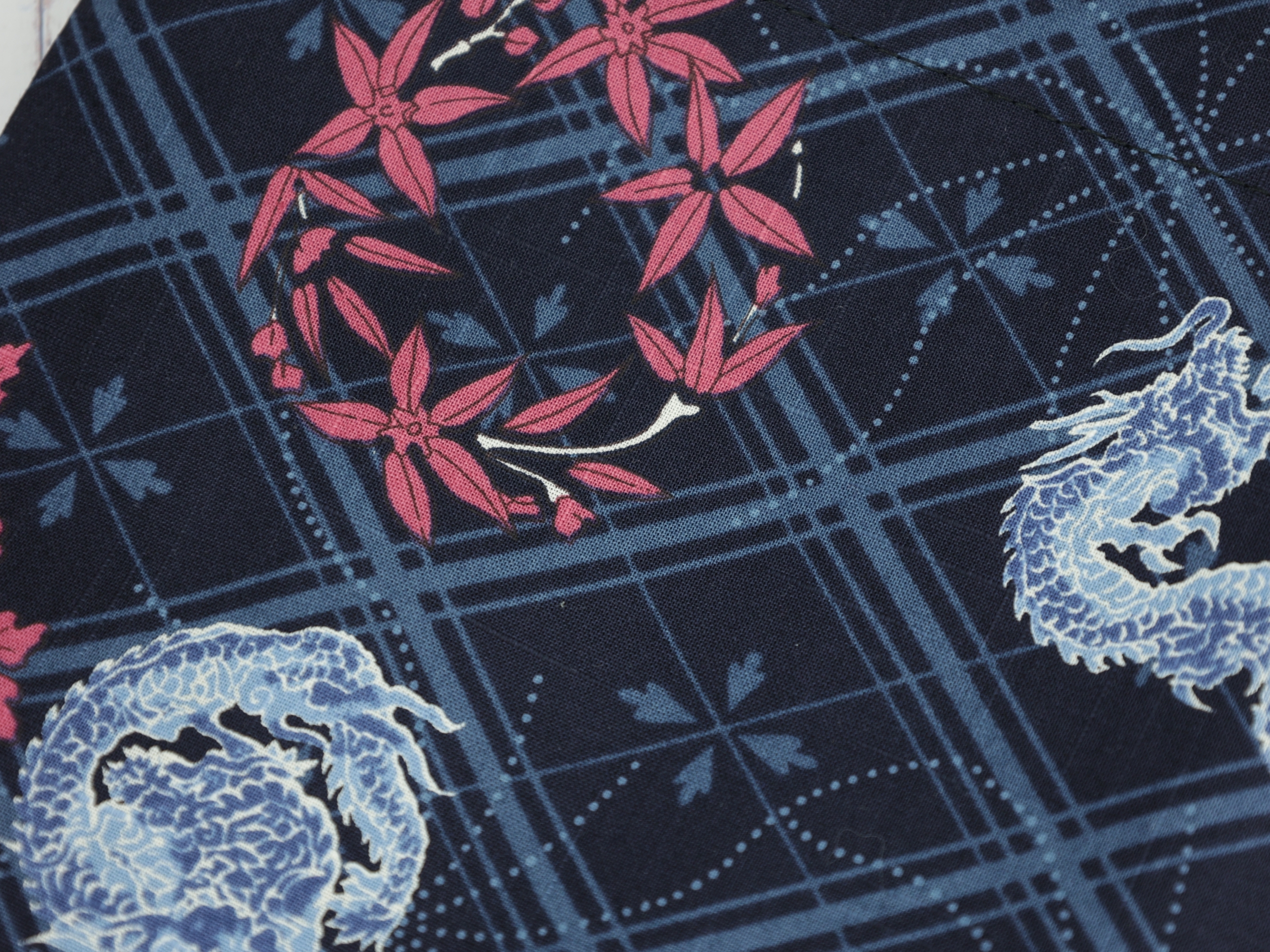 Kimono Dragon Drawstring Pouch: Japanese Cotton Snack Bag