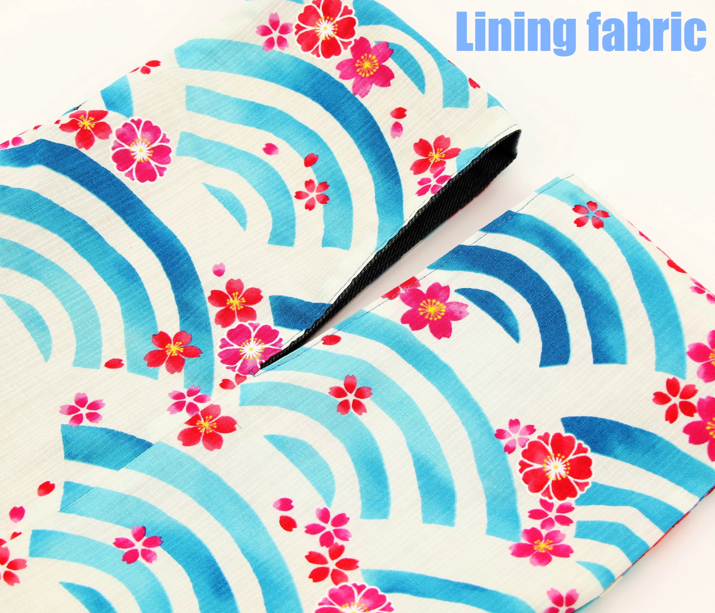 Japanese Knot Bag: Reversible Cotton Denim Peony Print