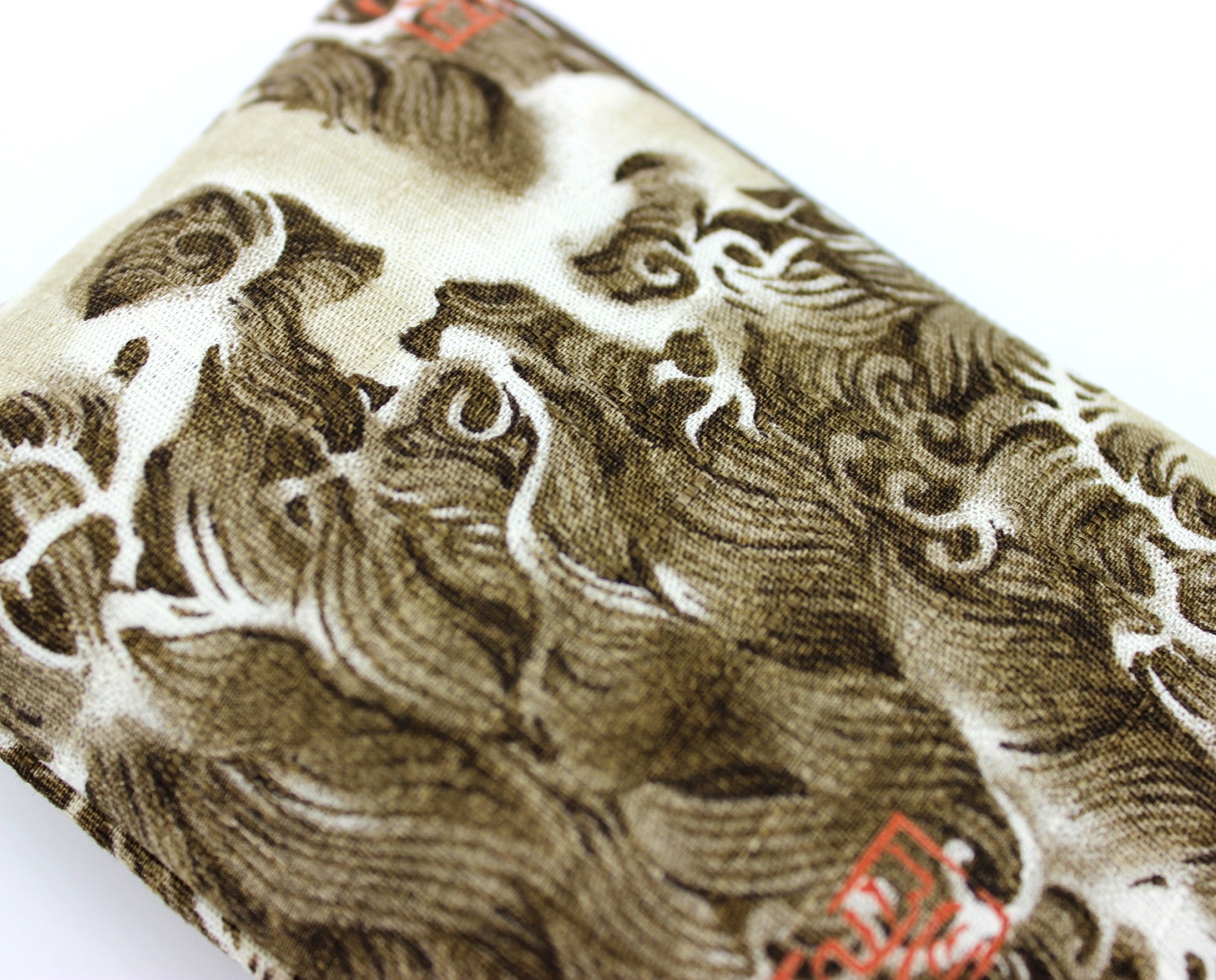 Dragon Lip Balm Pouch, Business Card Holder, Coin Purse Kimono Cotton Fabric, Brown