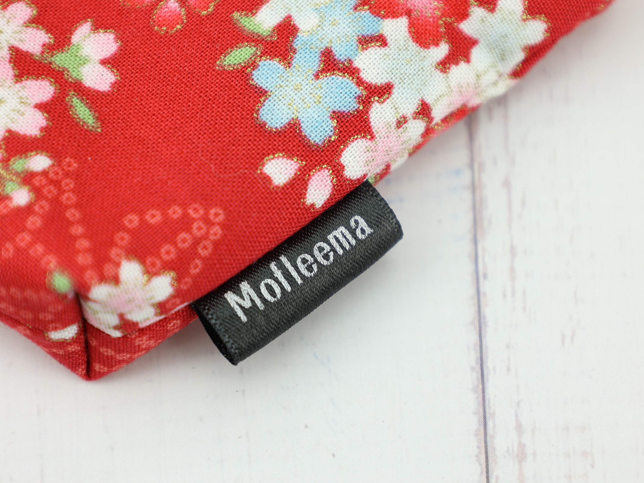 Red Sakura Coin Purse – Small Zipper Pouch with Floral Kimono Fabric