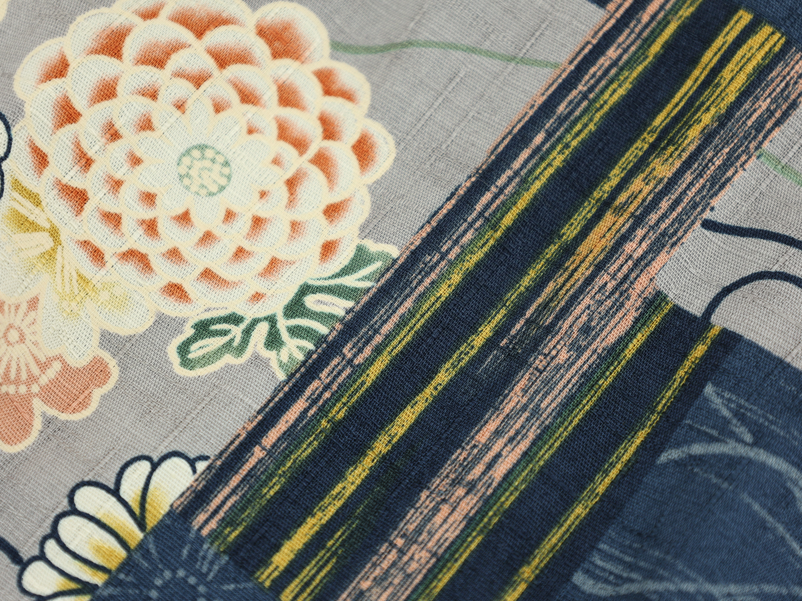 Japanese Chrysanthemum Pouch – Indigo Floral Drawstring Bag, Kimono-Inspired Gift