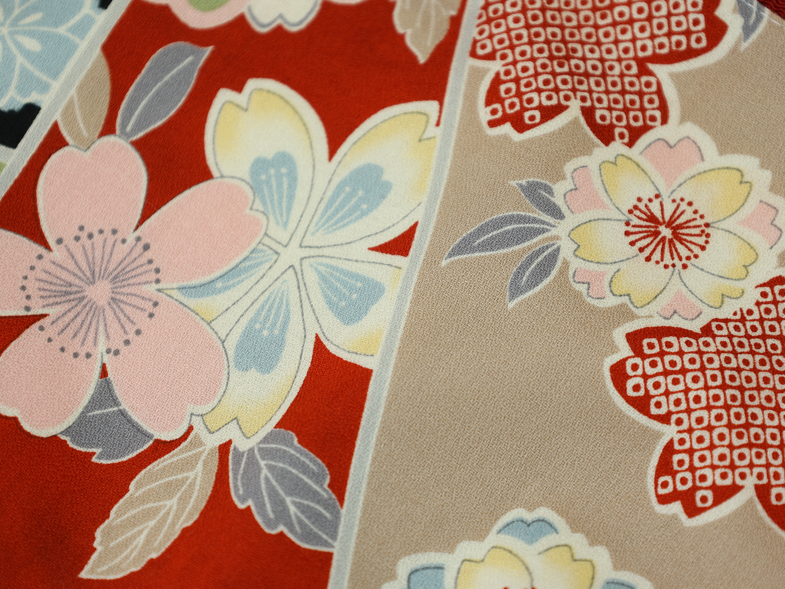 Japanese Patchwork Pouch – Sakura & Plum Floral Drawstring Bag