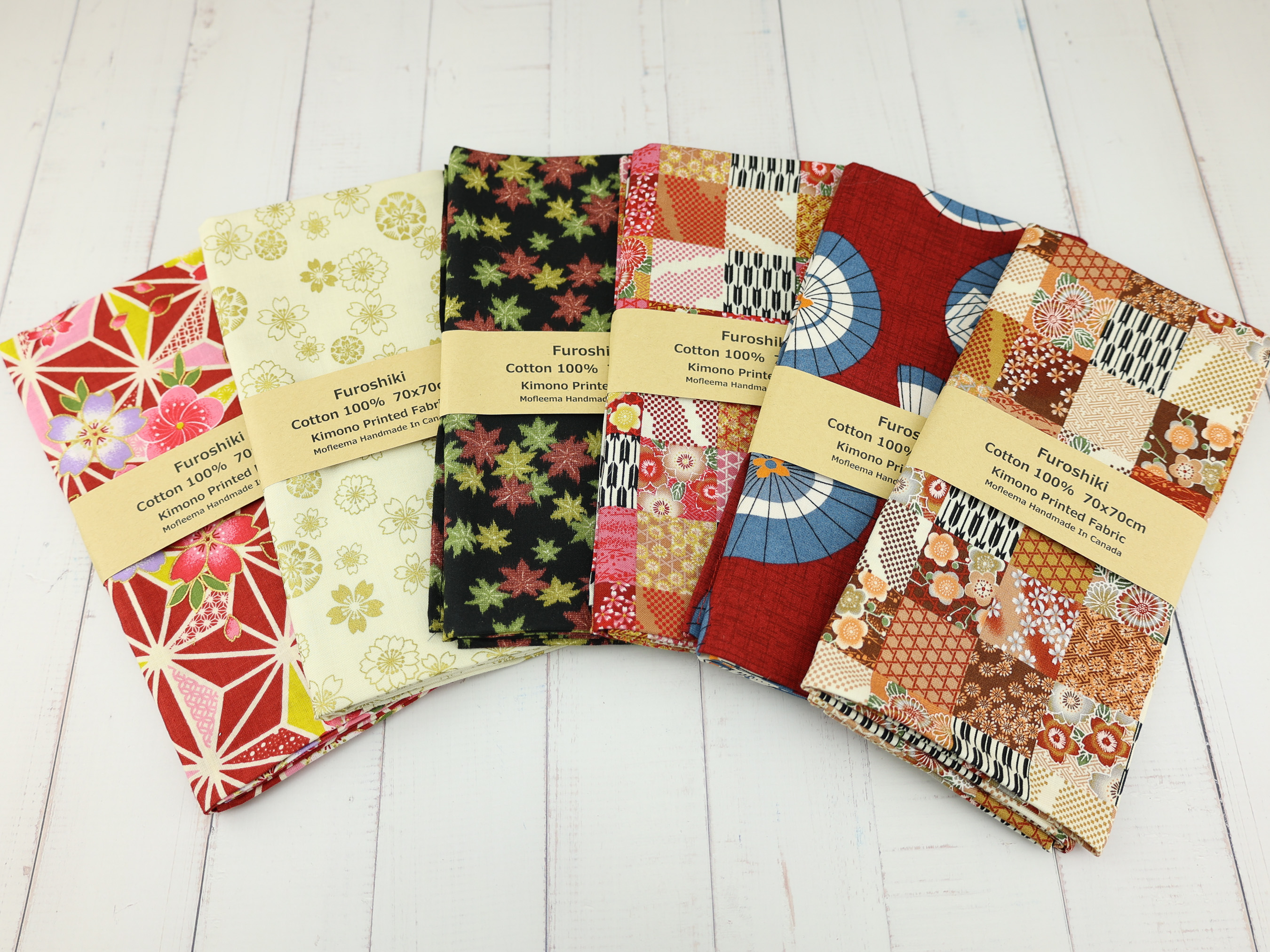 70cm Japanese Furoshiki Wrap – Choose Your Favorite Kimono Prints, 100% Cotton Cloth, Handmade in Canada