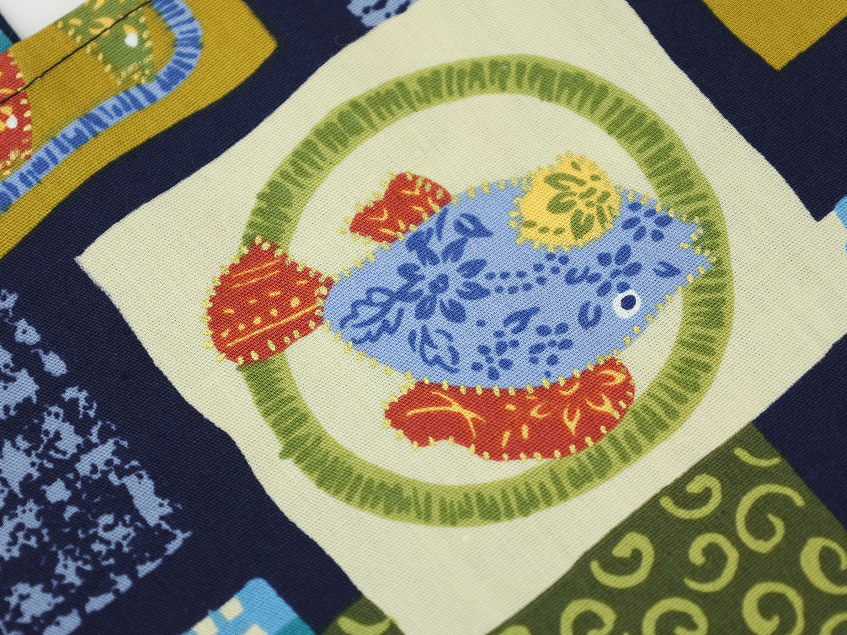 Japanese Azuma Bag – Colorful Fish Pattern Fabric, Unlined Cotton Bento Tote, Handmade in Canada