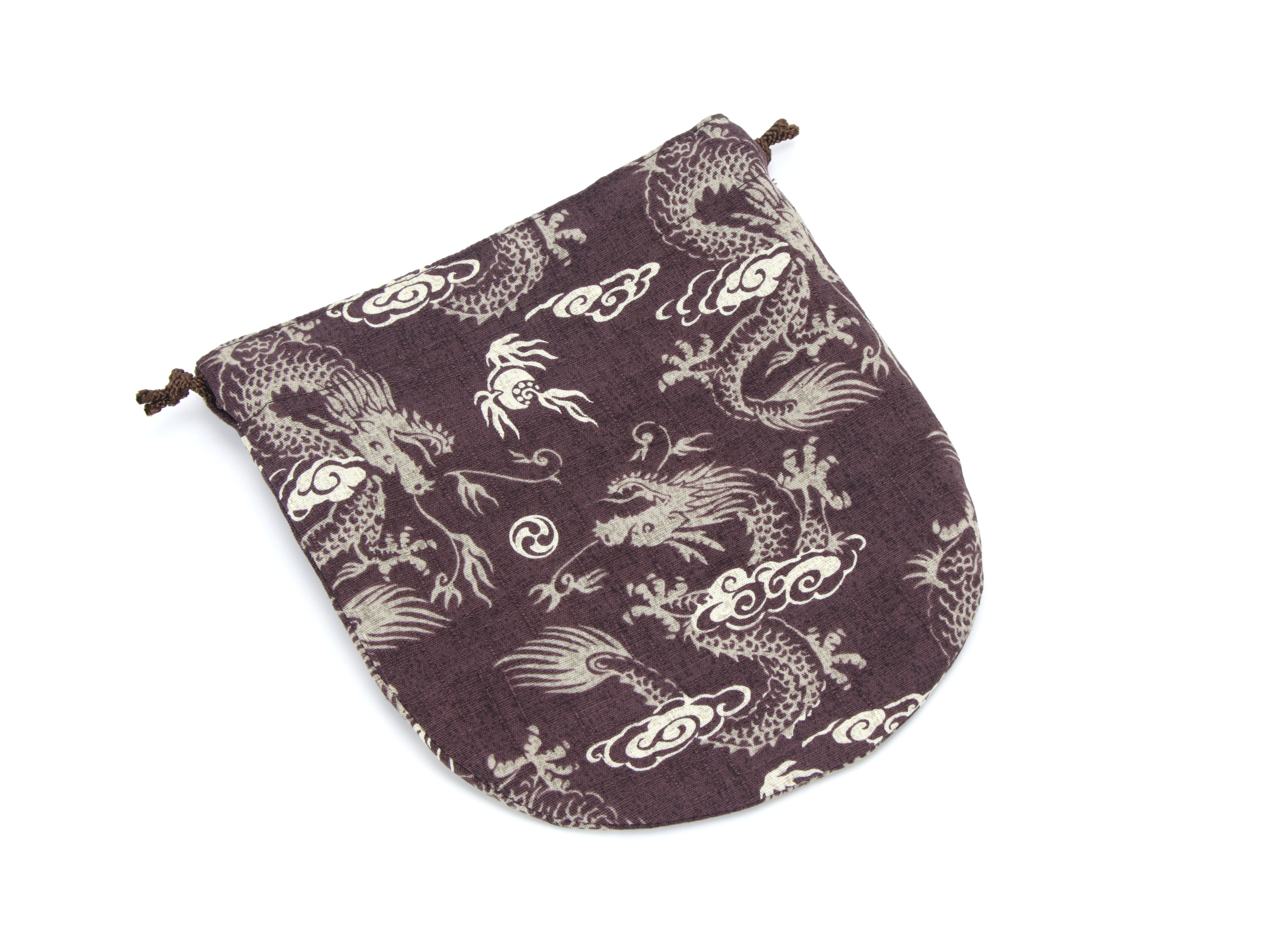 Dragon Snack Pouch, Kimono Drawstring Pouch, Gift For Her, Kimono Cotton, Brown