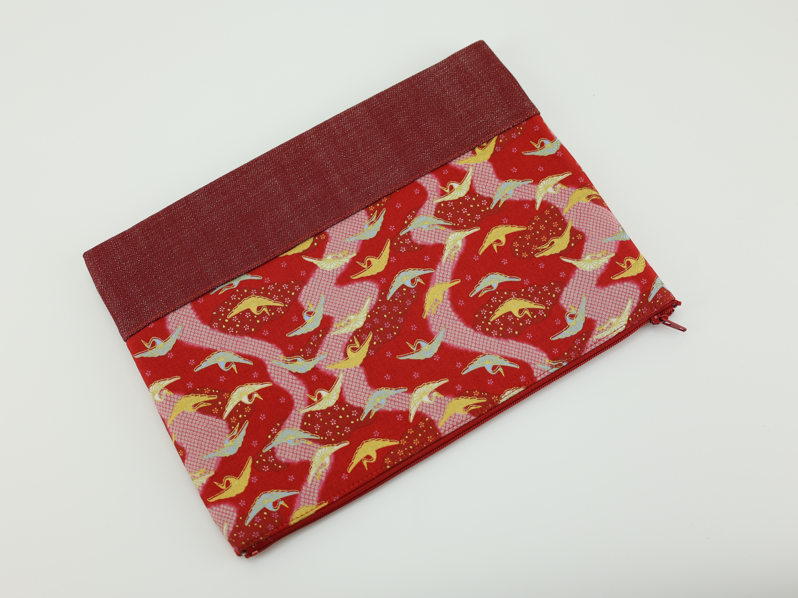 Large Cosmetic Pouch: Japanese Kimono Print Travel Makeup Bag