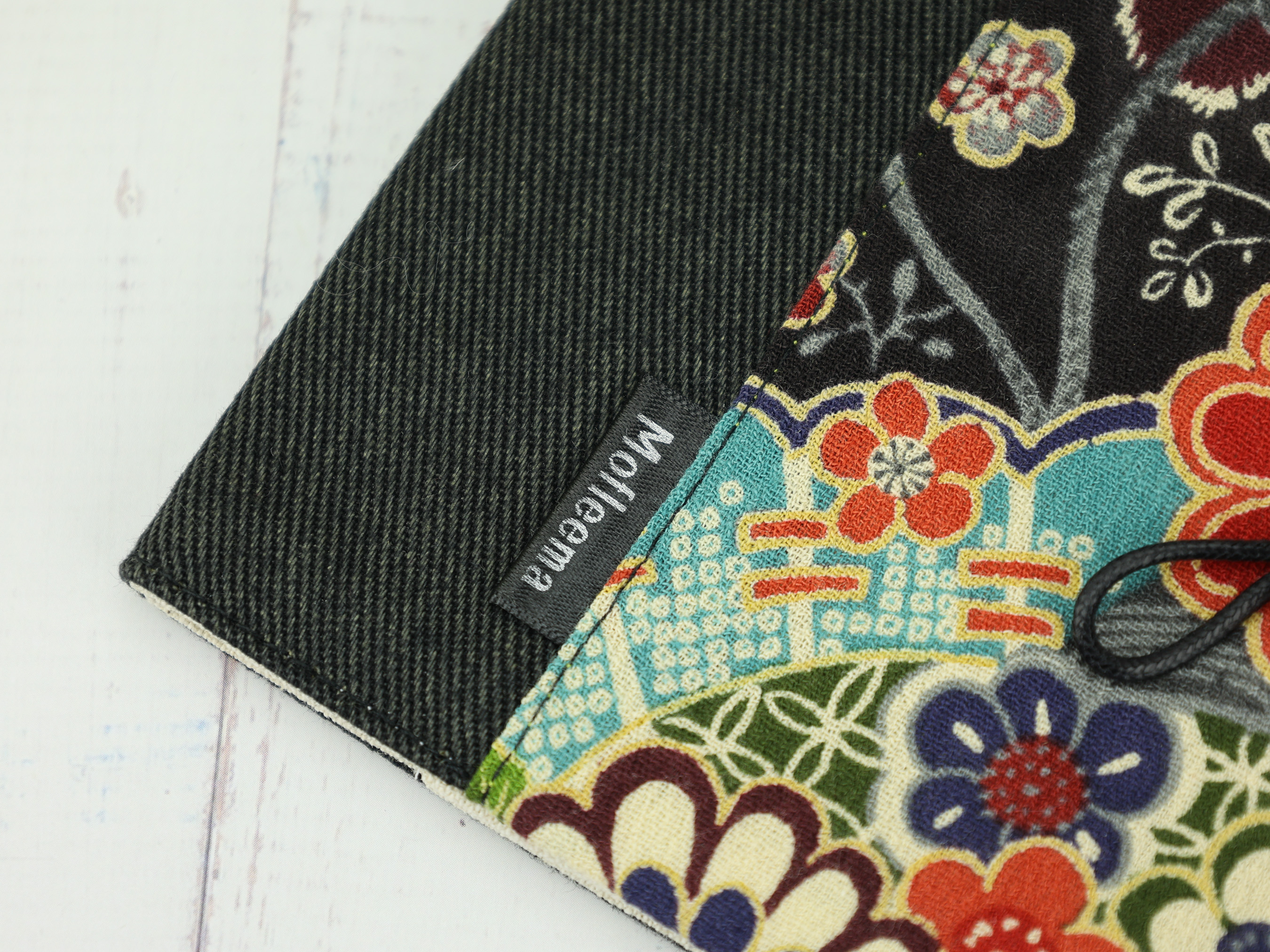 Modern Floral Pad Holder – Japanese Multicolor Pouch with Canvas Lining and Button Tie