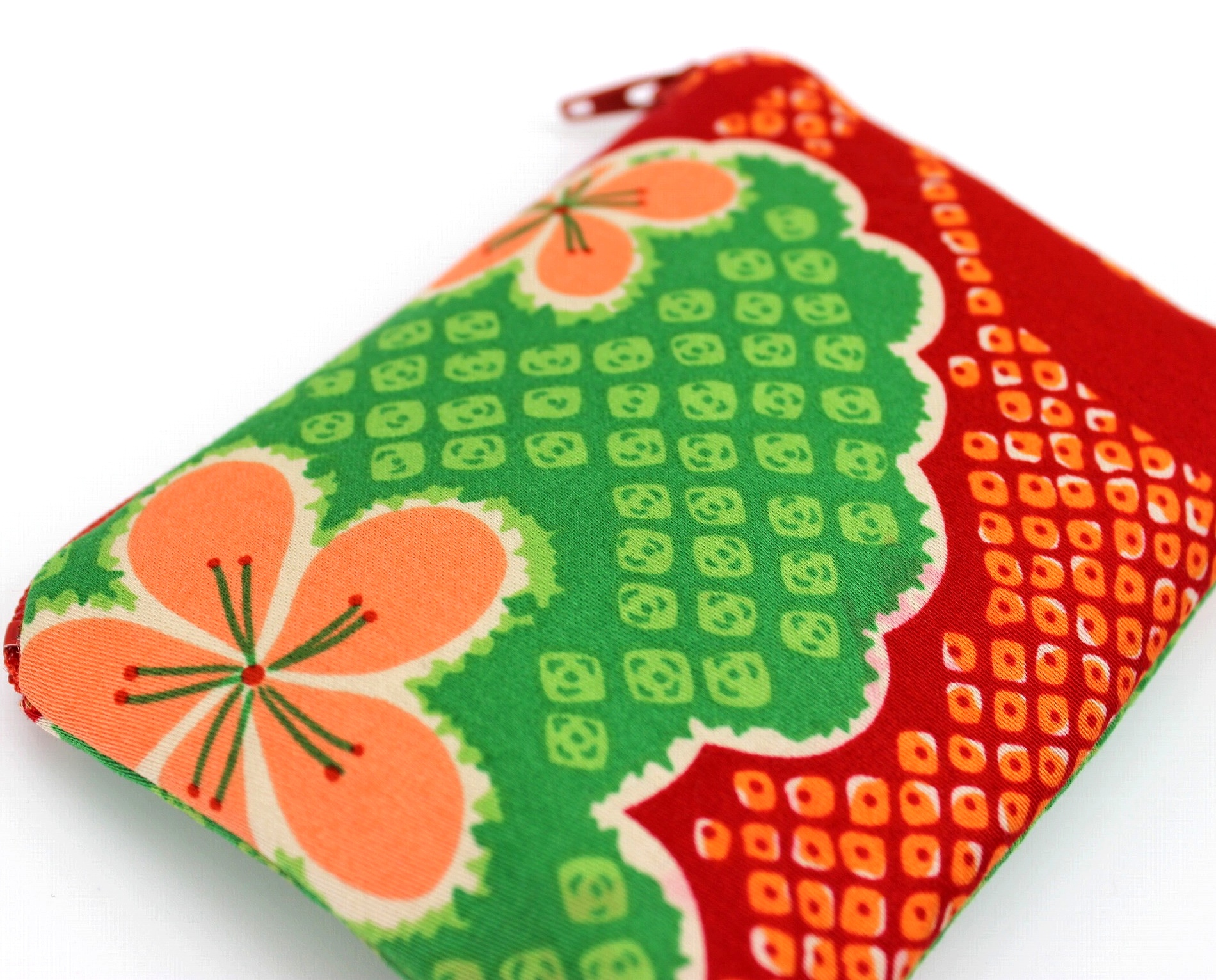 Handmade coin case coin purse, change purse, coin pouch, purse, zipper coin purse, Plum Blossoms Red