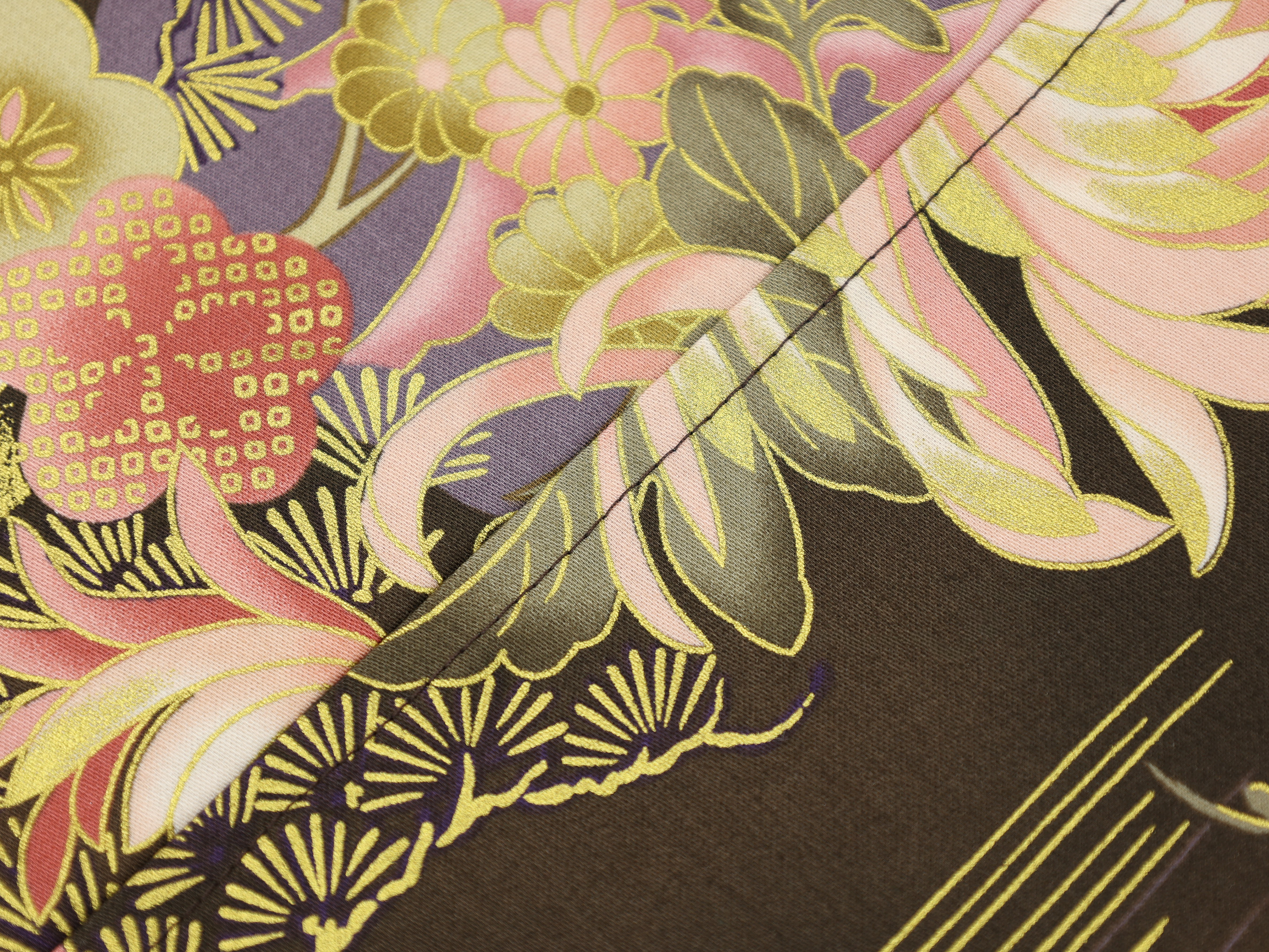 Japanese Azuma Bag – Brown Chrysanthemum & Plum Fabric, Unlined Cotton Eco Tote, Handmade in Canada