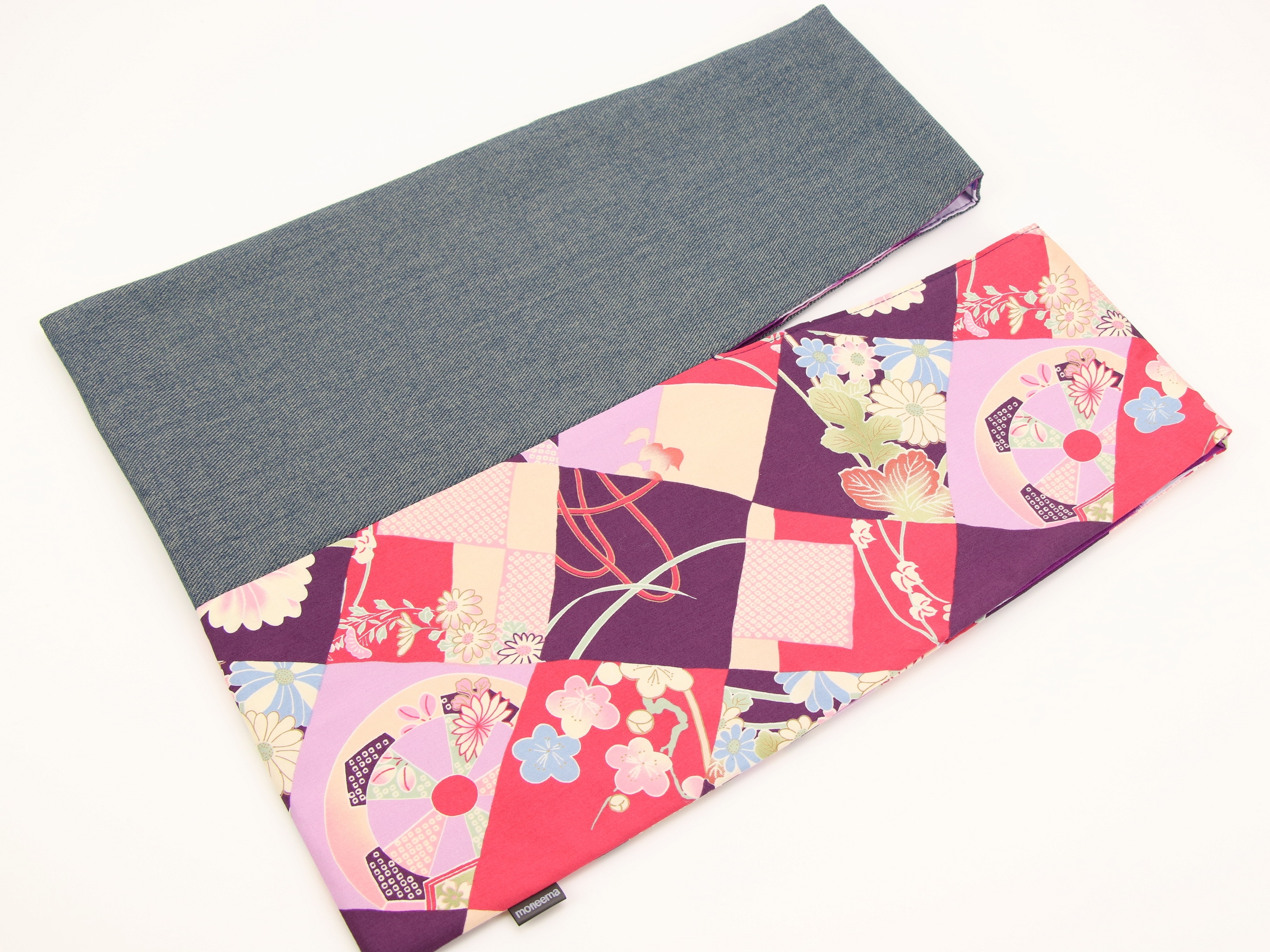 Japanese wrist bag, Knot bag, Gift for Mom, Flowers Purple