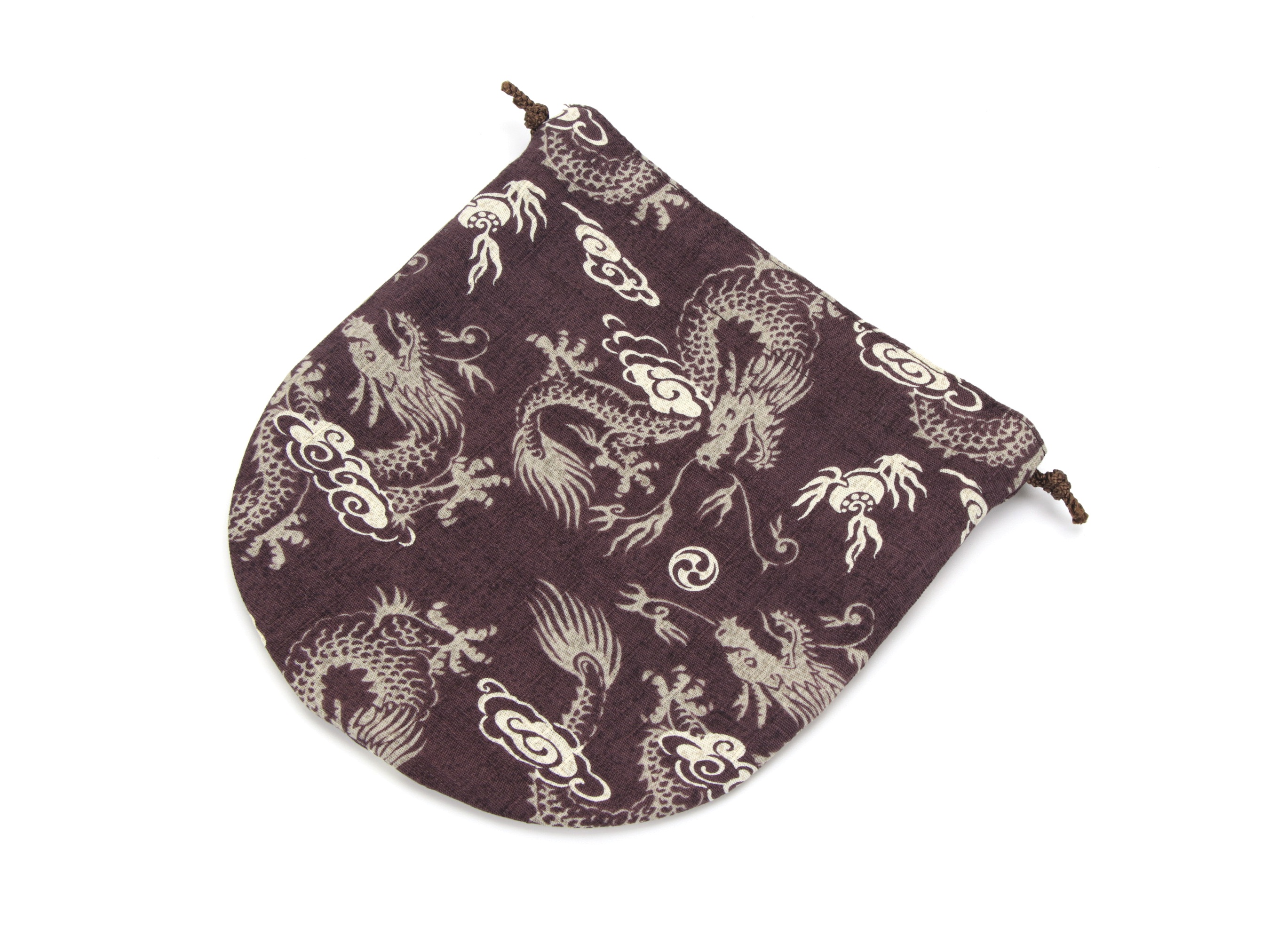 Dragon Snack Pouch, Kimono Drawstring Pouch, Gift For Her, Kimono Cotton, Brown