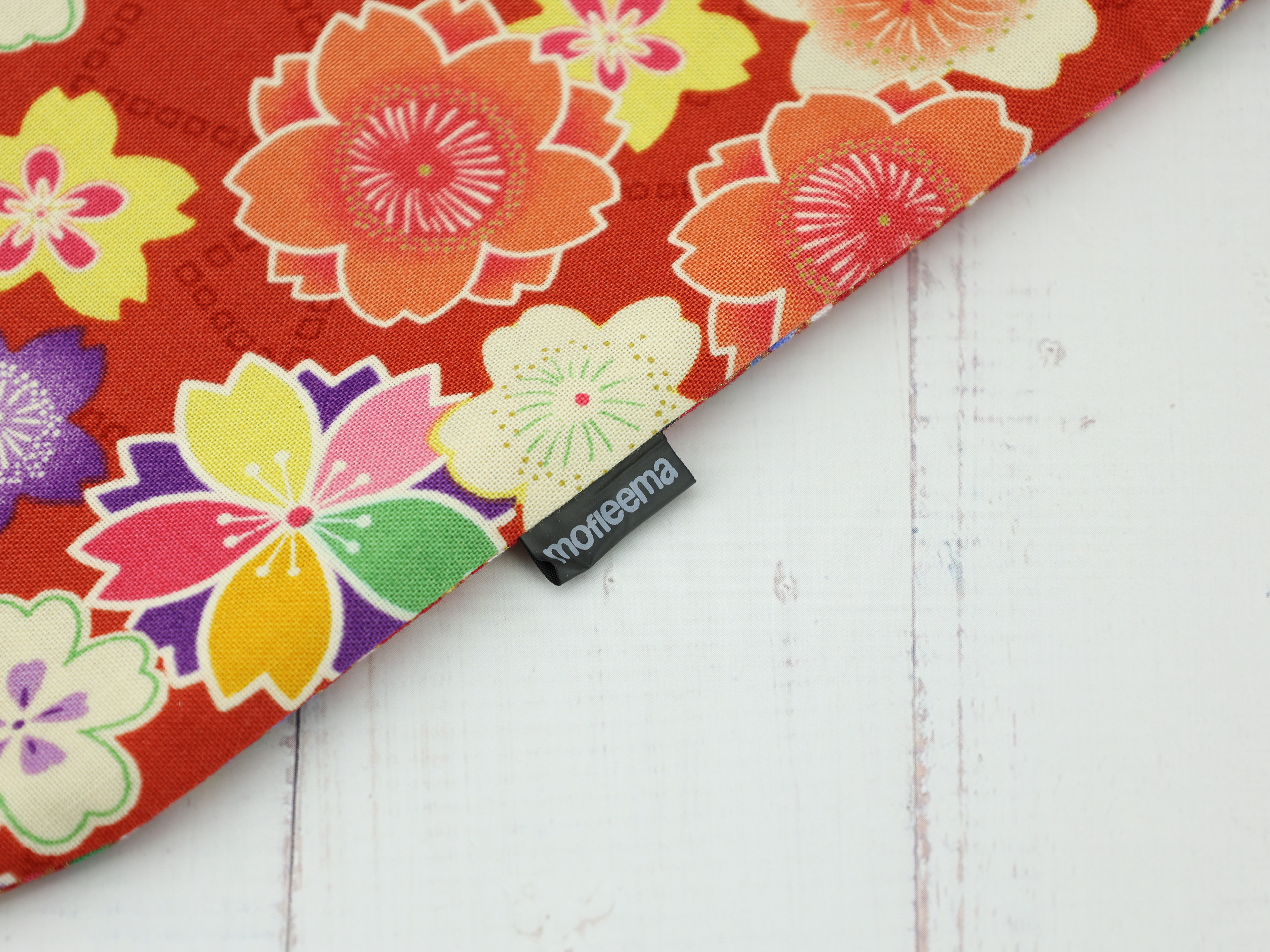 Bright Floral Kinchaku Pouch, Japanese Red Drawstring Gift Bag, Colorful Sakura Ume Print