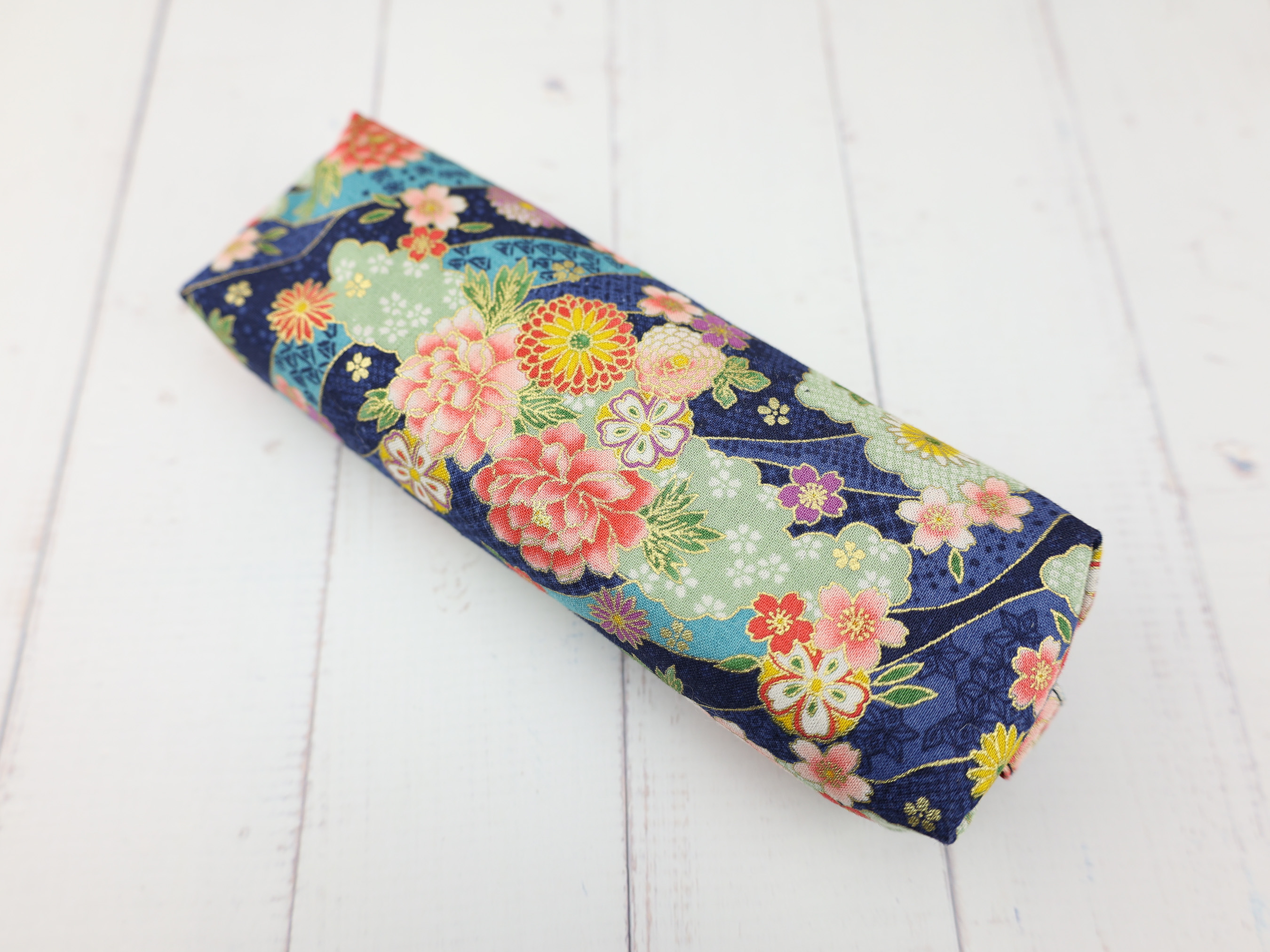 Peony Floral Zipper Pouch – Soft Flat Pen Case in Japanese Cotton, Lightly Lined & Flexible