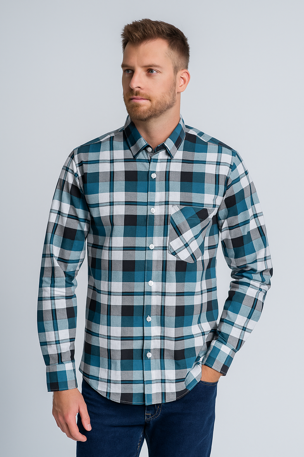 Men's Plaid Button-Up Shirt