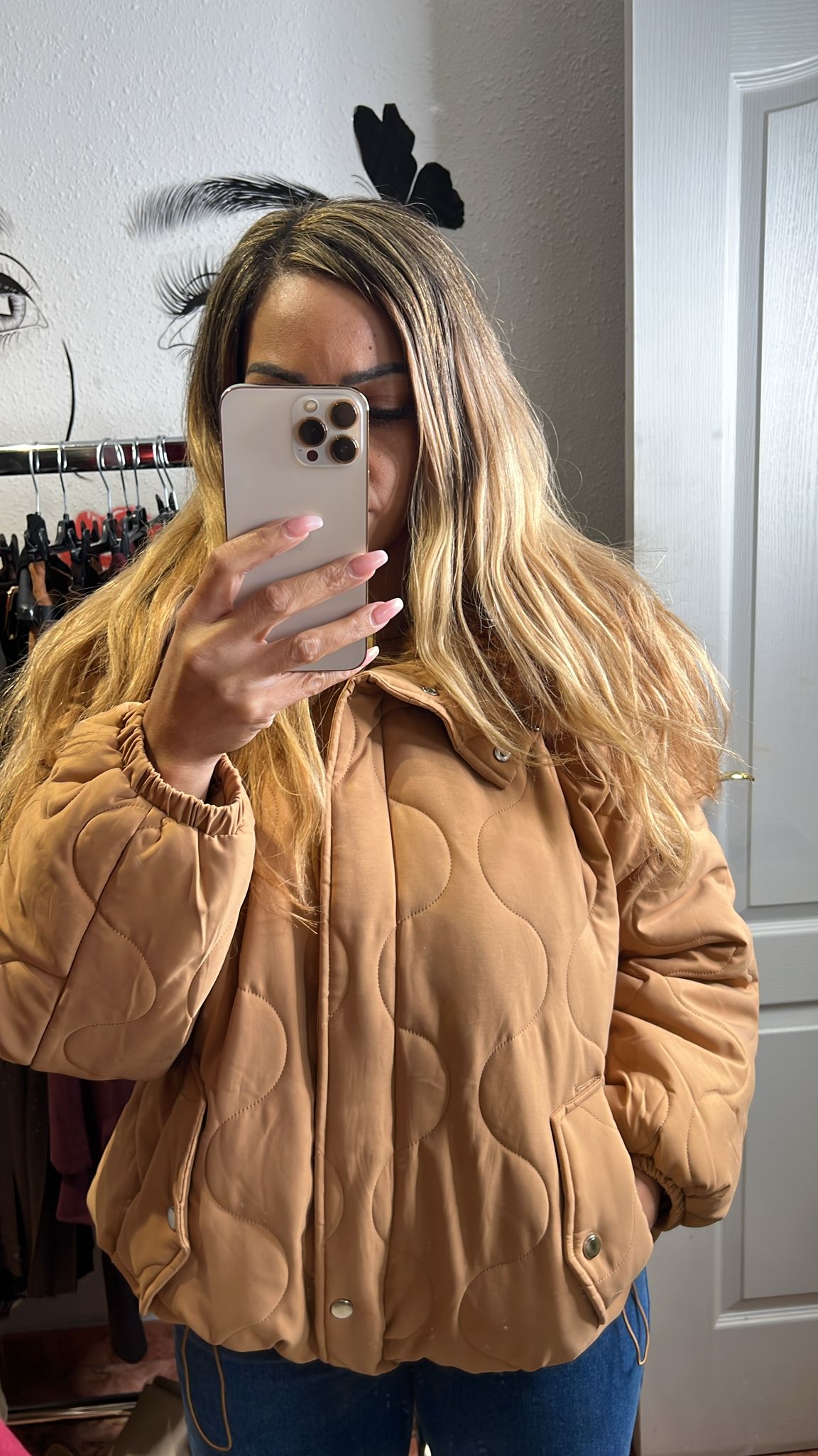 Chaqueta acolchada beige