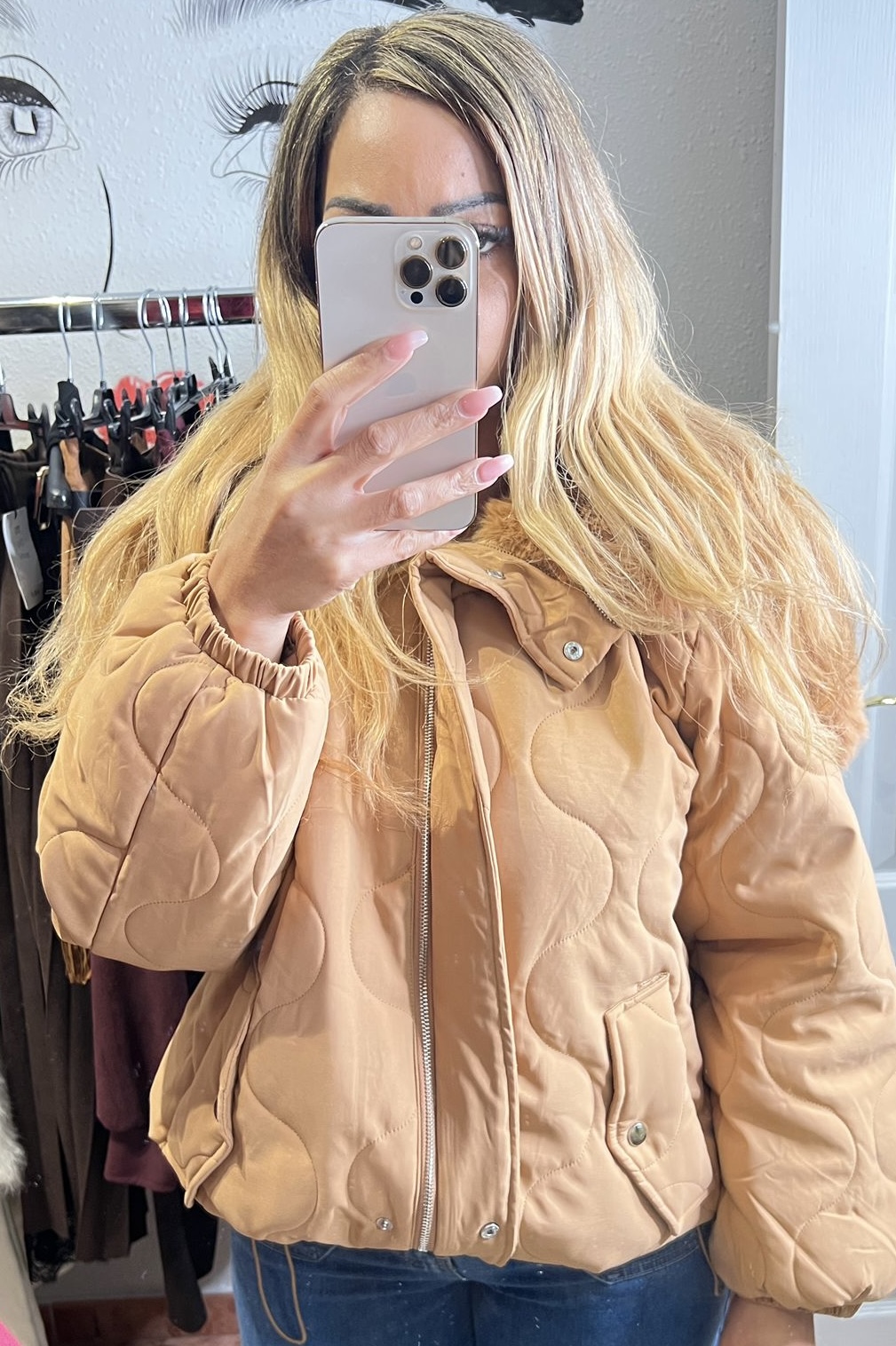 Chaqueta acolchada beige