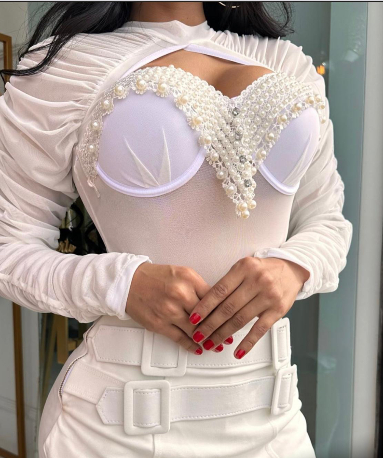Body blanco con pedrería