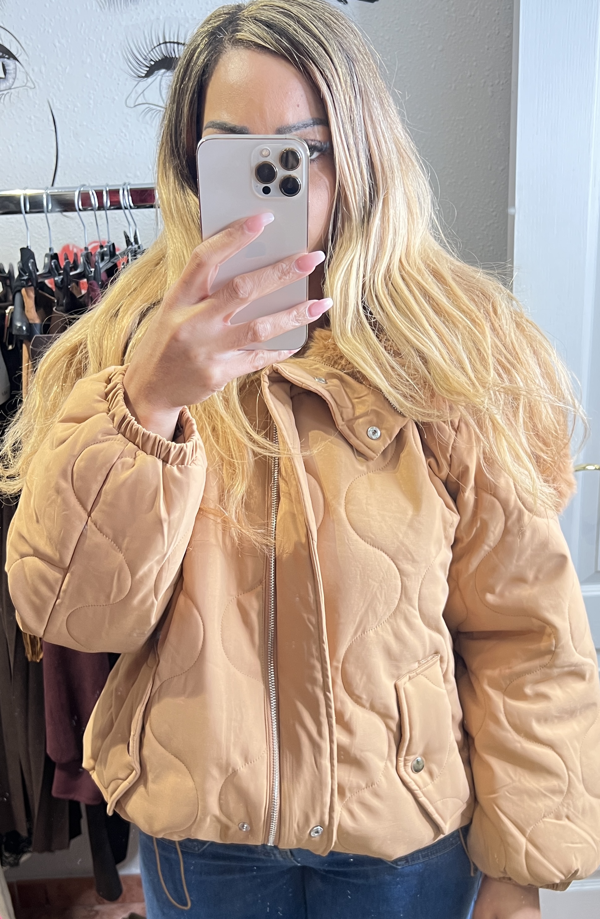 Chaqueta acolchada beige